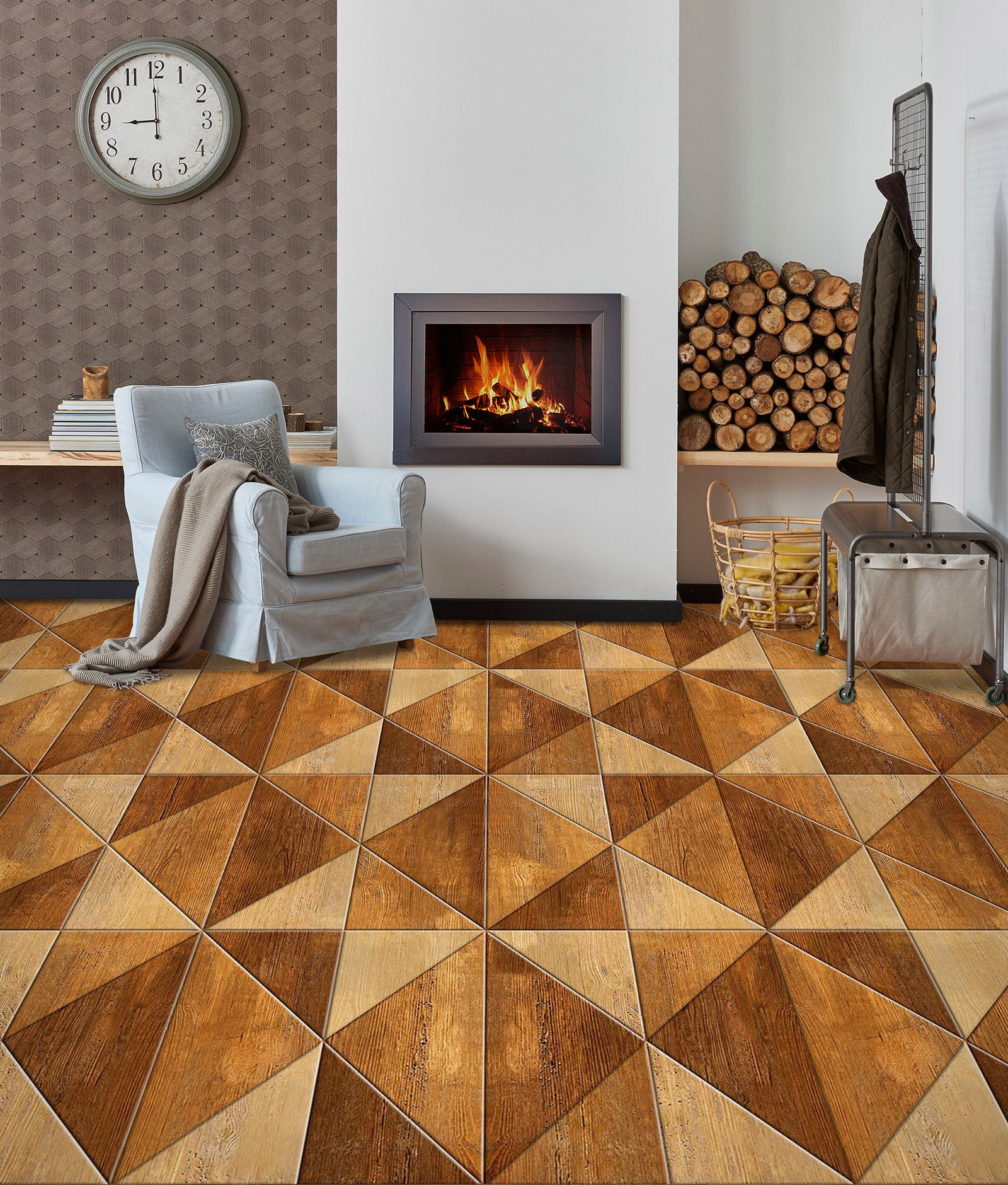 3D Brown Triangle Stitching 552 Floor Mural Wallpaper Murals Rug & Mat Print Epoxy waterproof bath floor