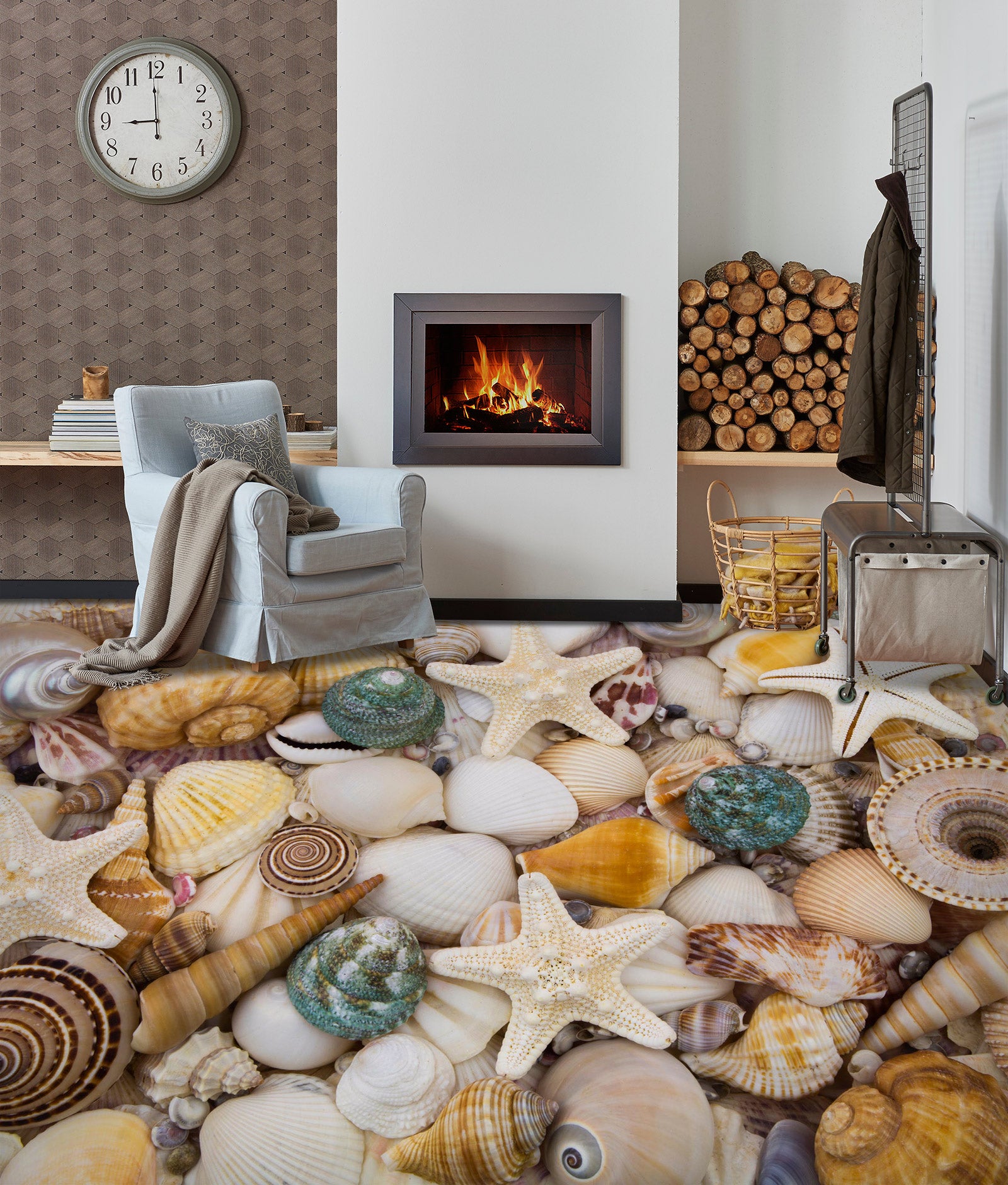 3D Pebbles And Conch 460 Floor Mural Wallpaper Murals Rug & Mat Print Epoxy waterproof bath floor