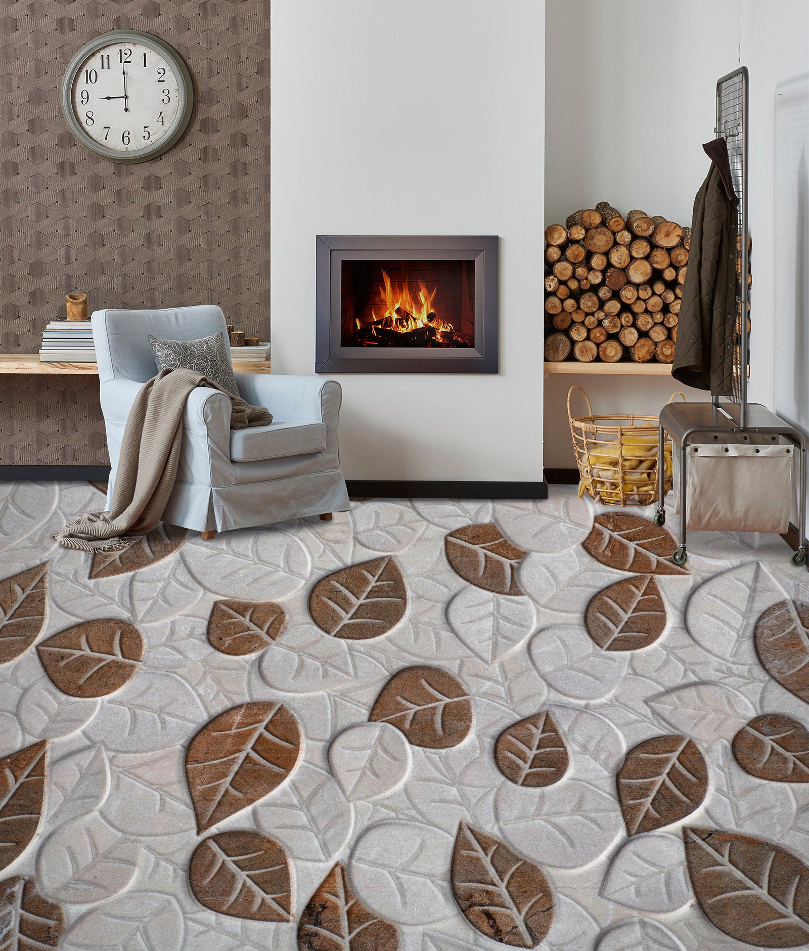 3D Brown Leaves 812 Floor Mural Wallpaper Murals Rug & Mat Print Epoxy waterproof bath floor