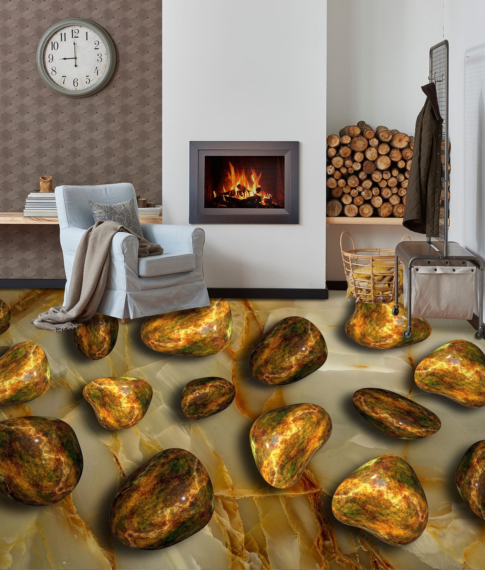 3D Senior Pebbles 422 Floor Mural Wallpaper Murals Rug & Mat Print Epoxy waterproof bath floor