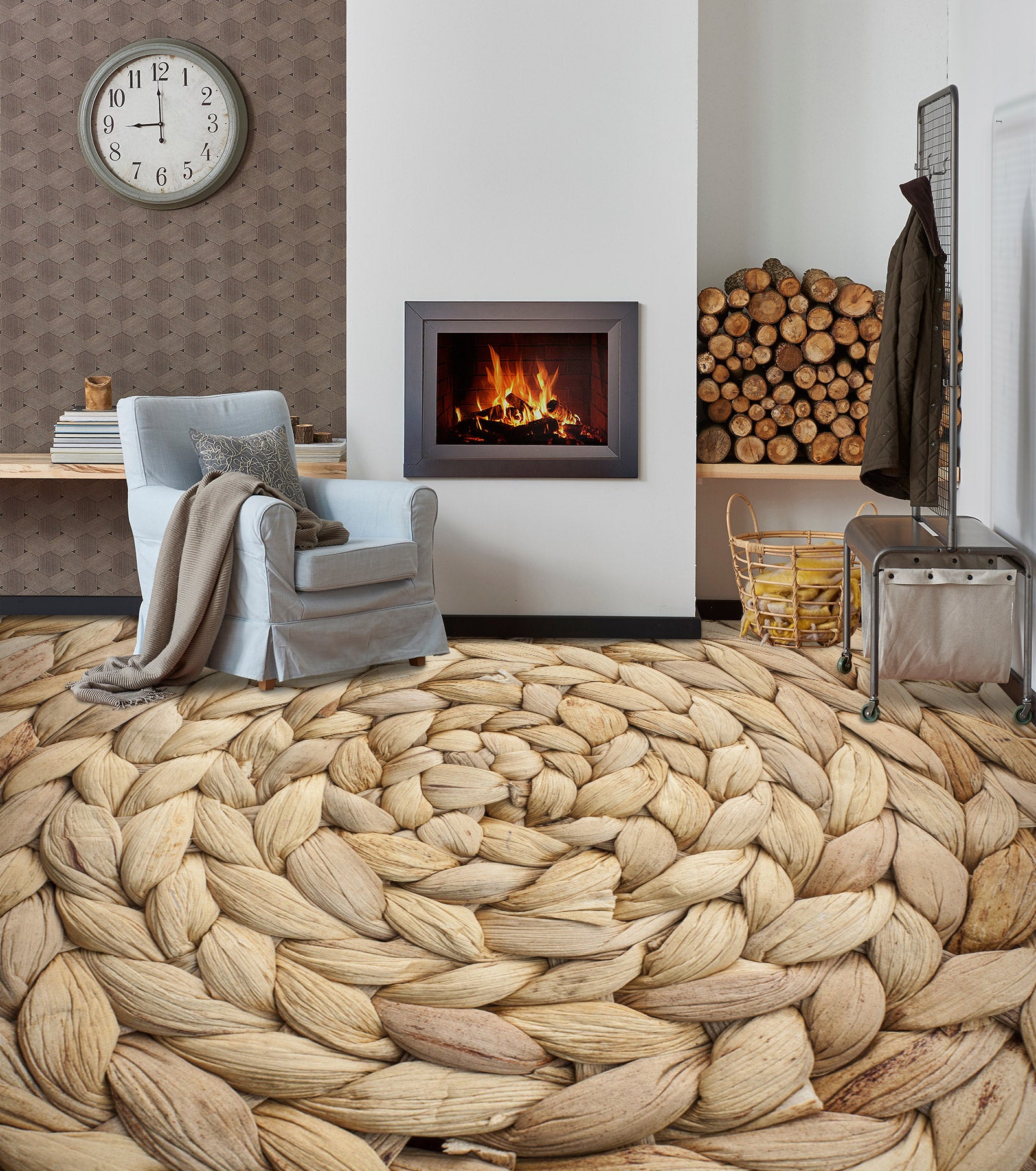 3D Hemp Rope Weaving 1332 Floor Mural Wallpaper Murals Self-Adhesive Removable Print Epoxy