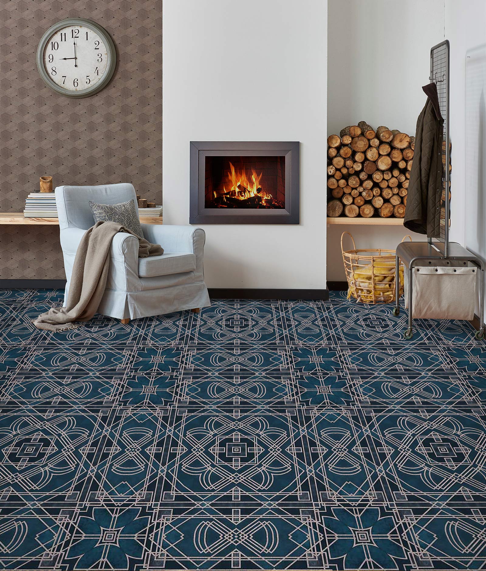 3D Navy Blue Texture 102112 Andrea Haase Floor Mural Wallpaper Murals Self-Adhesive Removable Print Epoxy