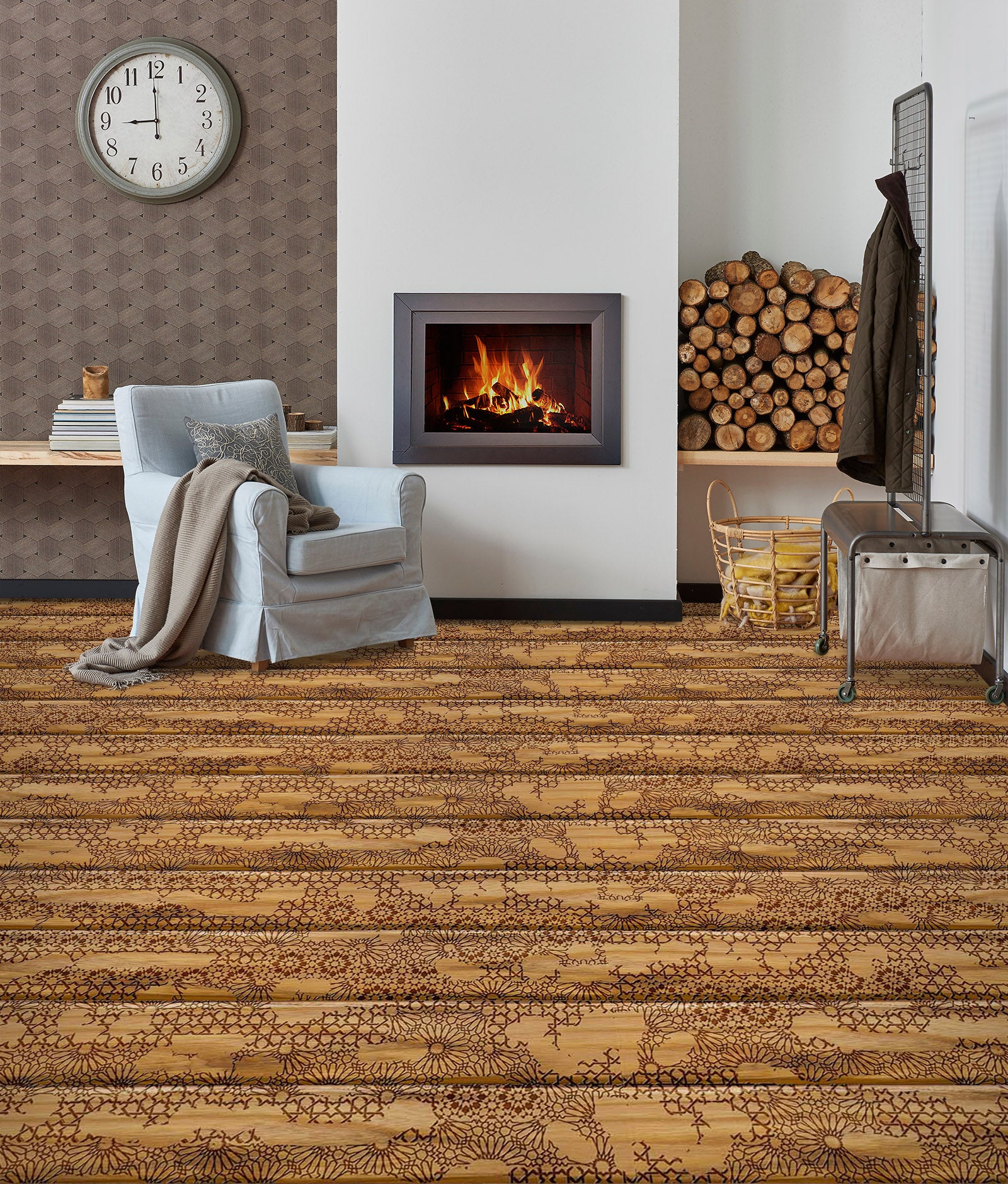 3D Ancient Wood Grain 875 Floor Mural