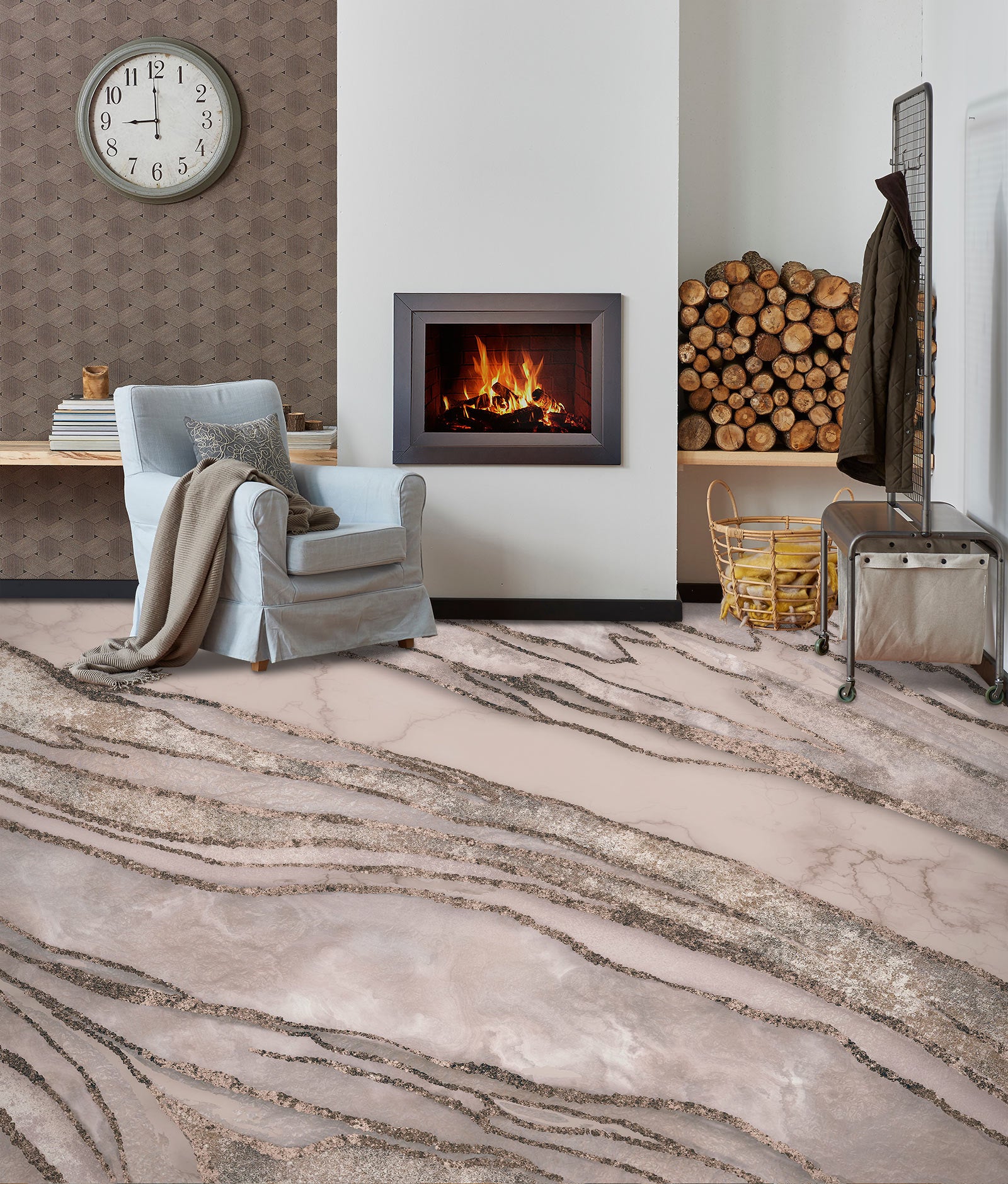 3D Brown Striped Texture 102122 Andrea Haase Floor Mural Wallpaper Murals Self-Adhesive Removable Print Epoxy