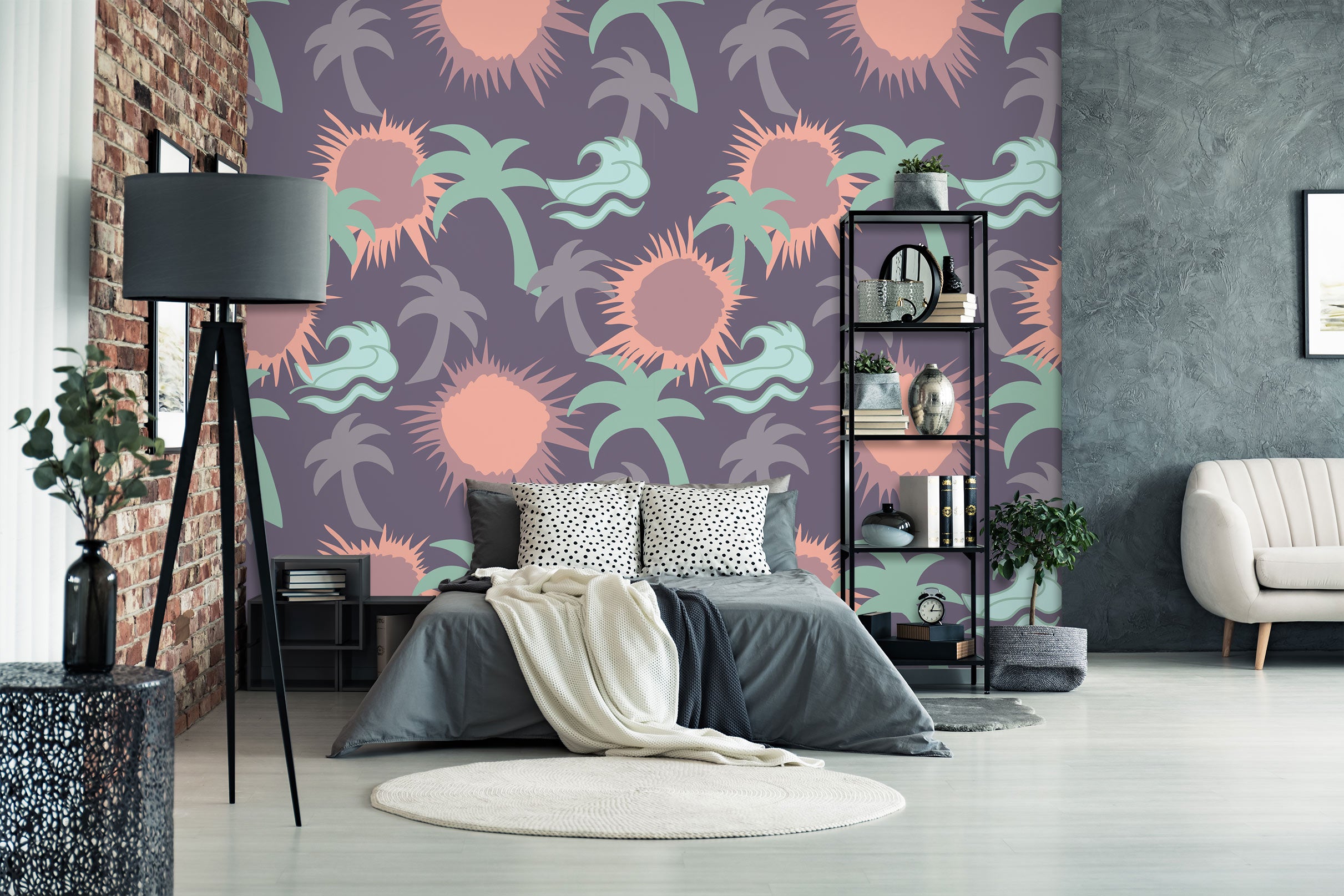 3D Coconut Sun Pattern 98132 Kasumi Loffler Wall Mural Wall Murals