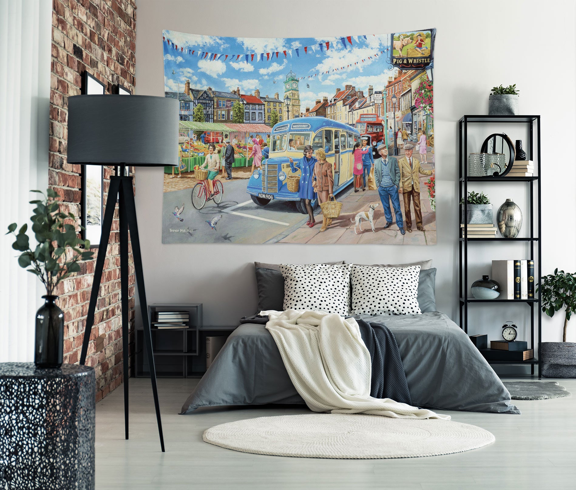 3D Street Corner Building 11246 Trevor Mitchell Tapestry Hanging Cloth Hang