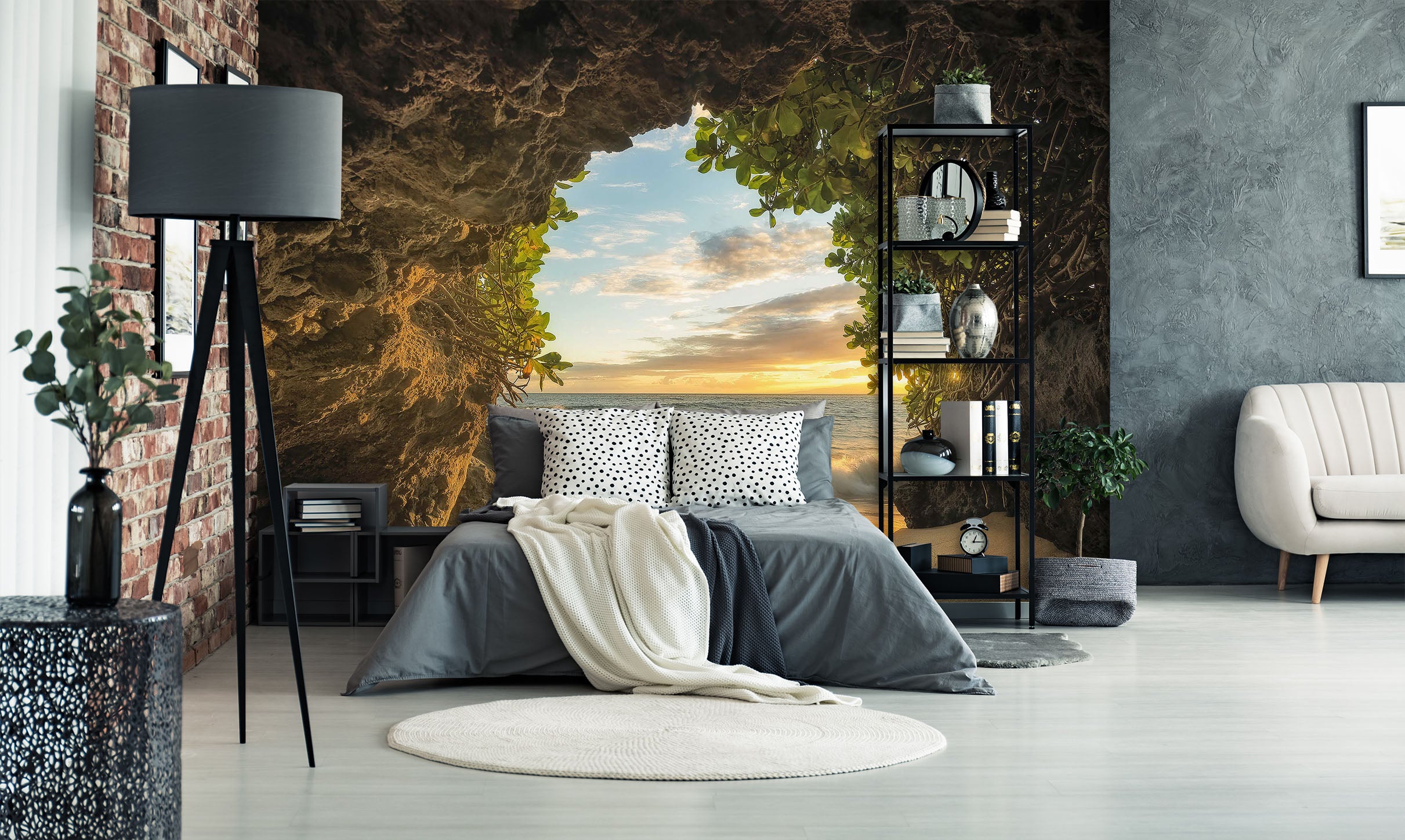 3D Cave Sea 1724 Wall Murals
