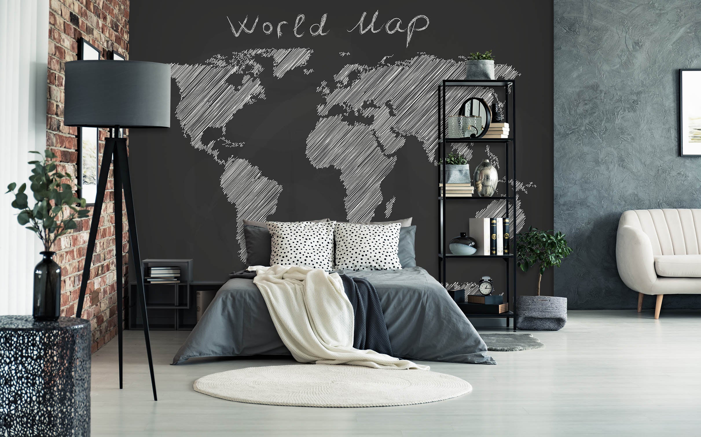 3D Sketch Art 2102 World Map Wall Murals