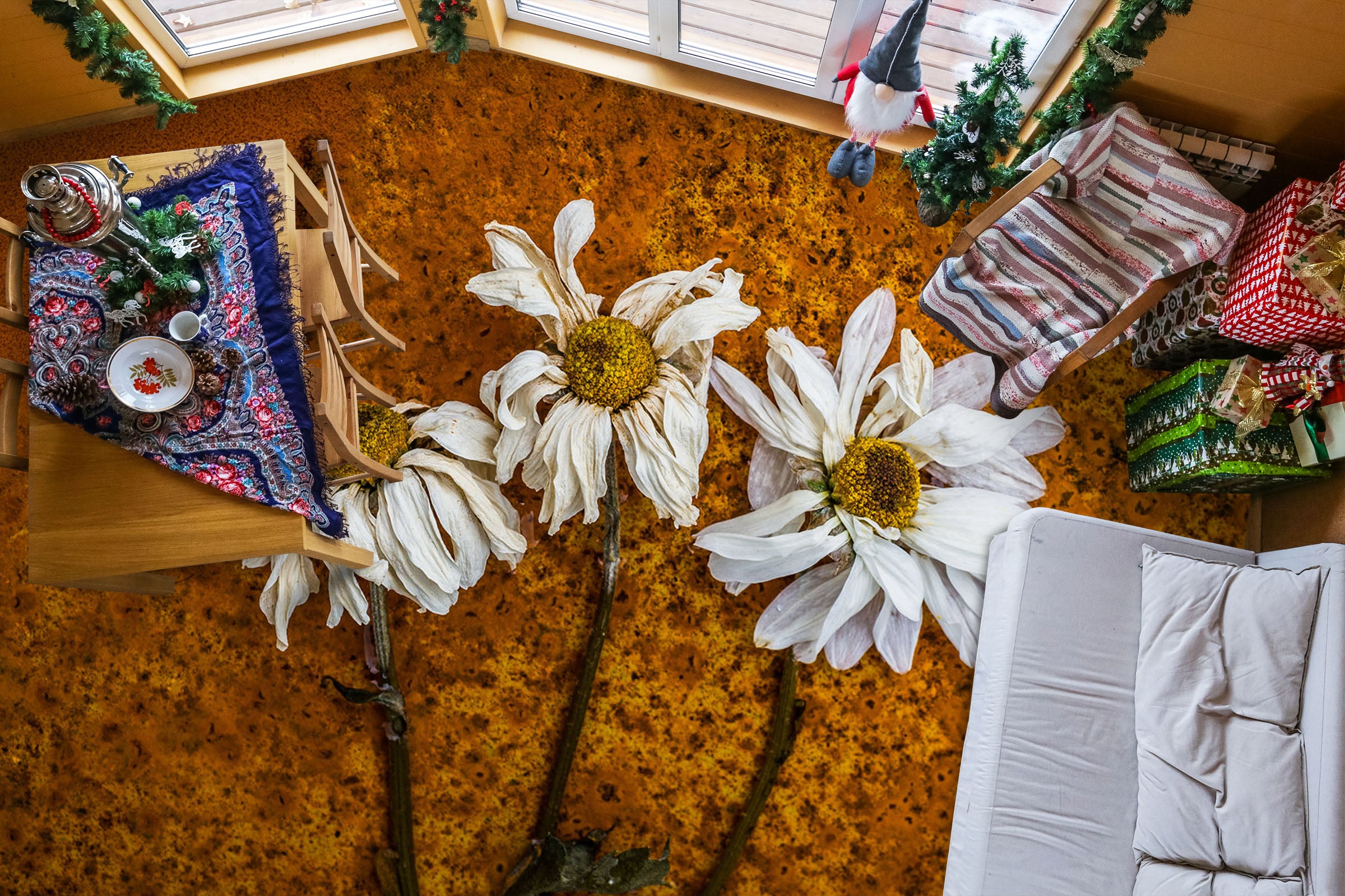 3D Dry Daisies Art 1438 Floor Mural Wallpaper Murals Self-Adhesive Removable Print Epoxy