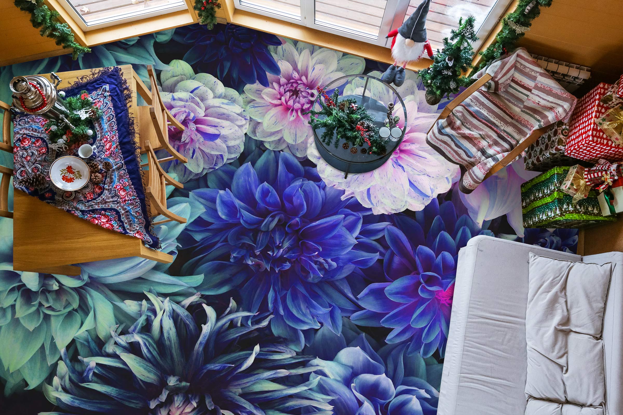 3D Psychedelic Chrysanthemum 457 Floor Mural Wallpaper Murals Rug & Mat Print Epoxy waterproof bath floor