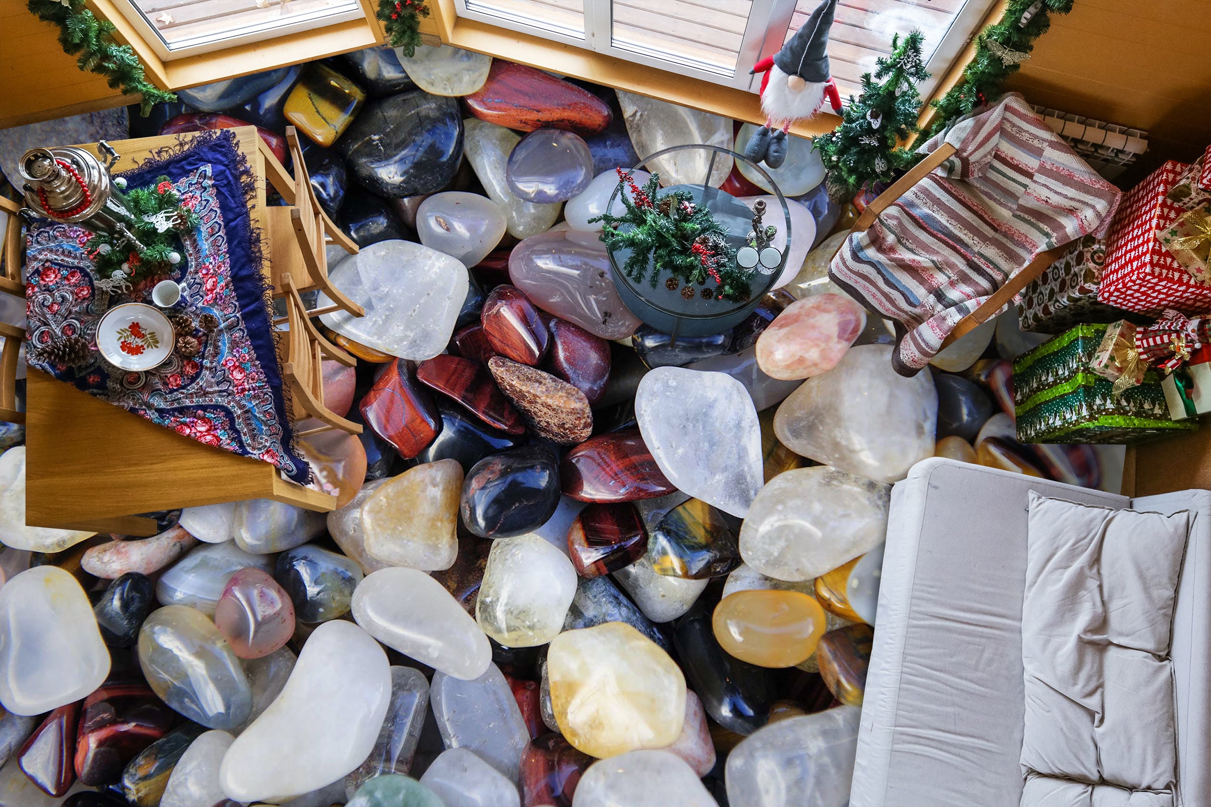 3D Noble Pebbles 1027 Floor Mural Wallpaper Murals Self-Adhesive Removable Print Epoxy