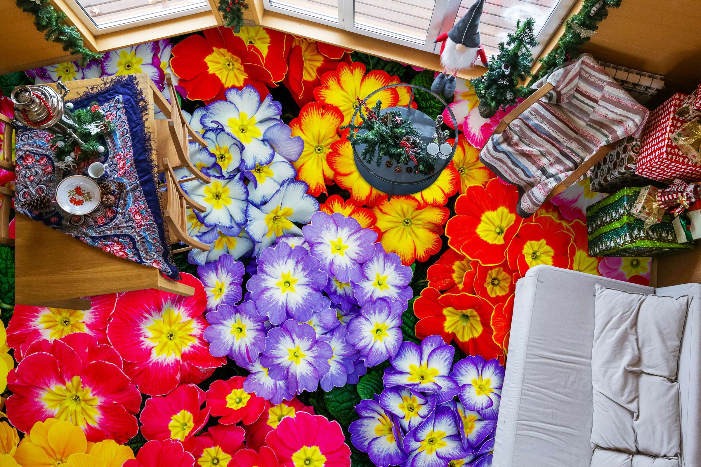 3D Bright Primrose 449 Floor Mural Wallpaper Murals Rug & Mat Print Epoxy waterproof bath floor