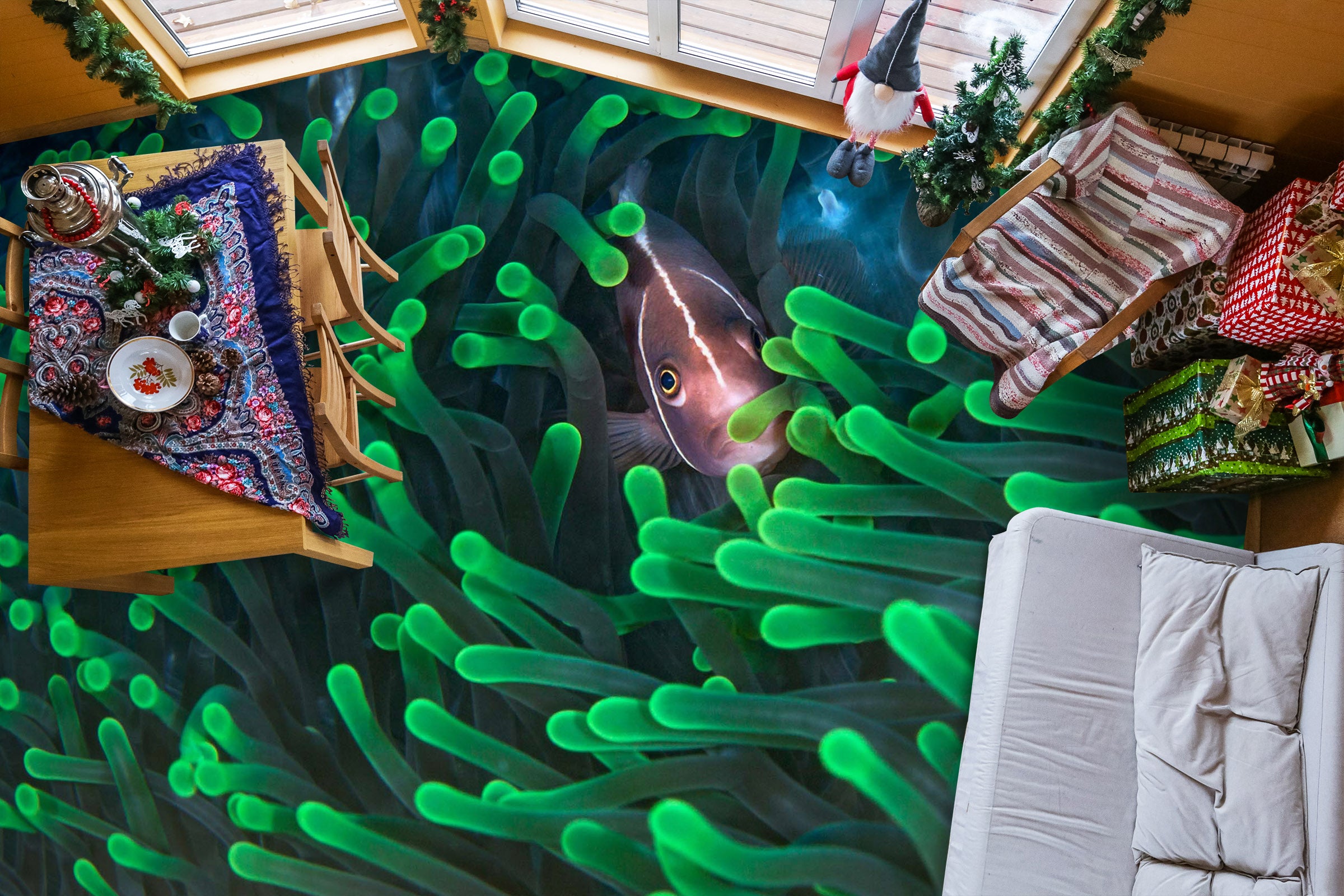 3D Fluorescent Green Coral 742 Floor Mural Wallpaper Murals Rug & Mat Print Epoxy waterproof bath floor