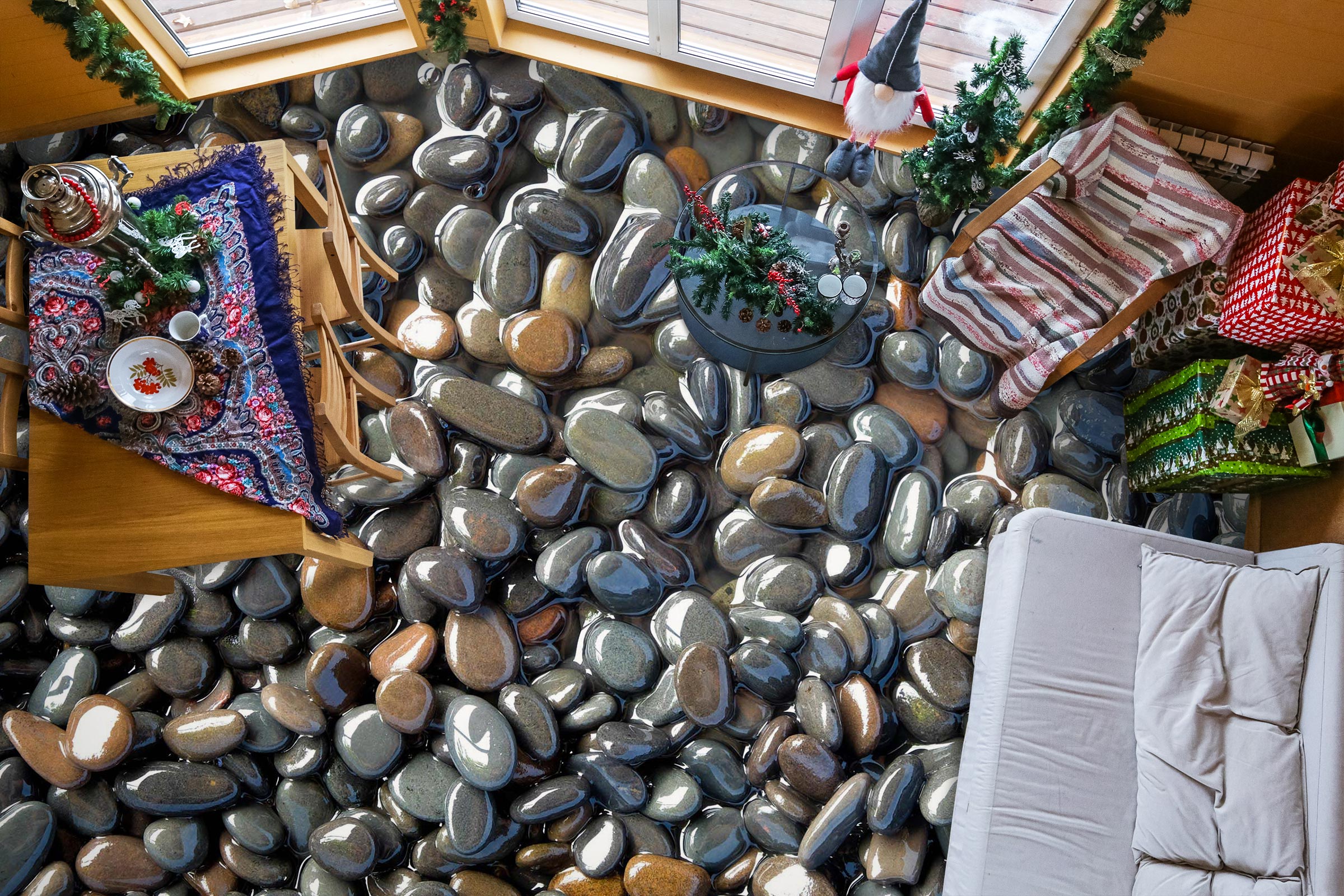 3D Moist Pebbles 1043 Floor Mural Wallpaper Murals Self-Adhesive Removable Print Epoxy