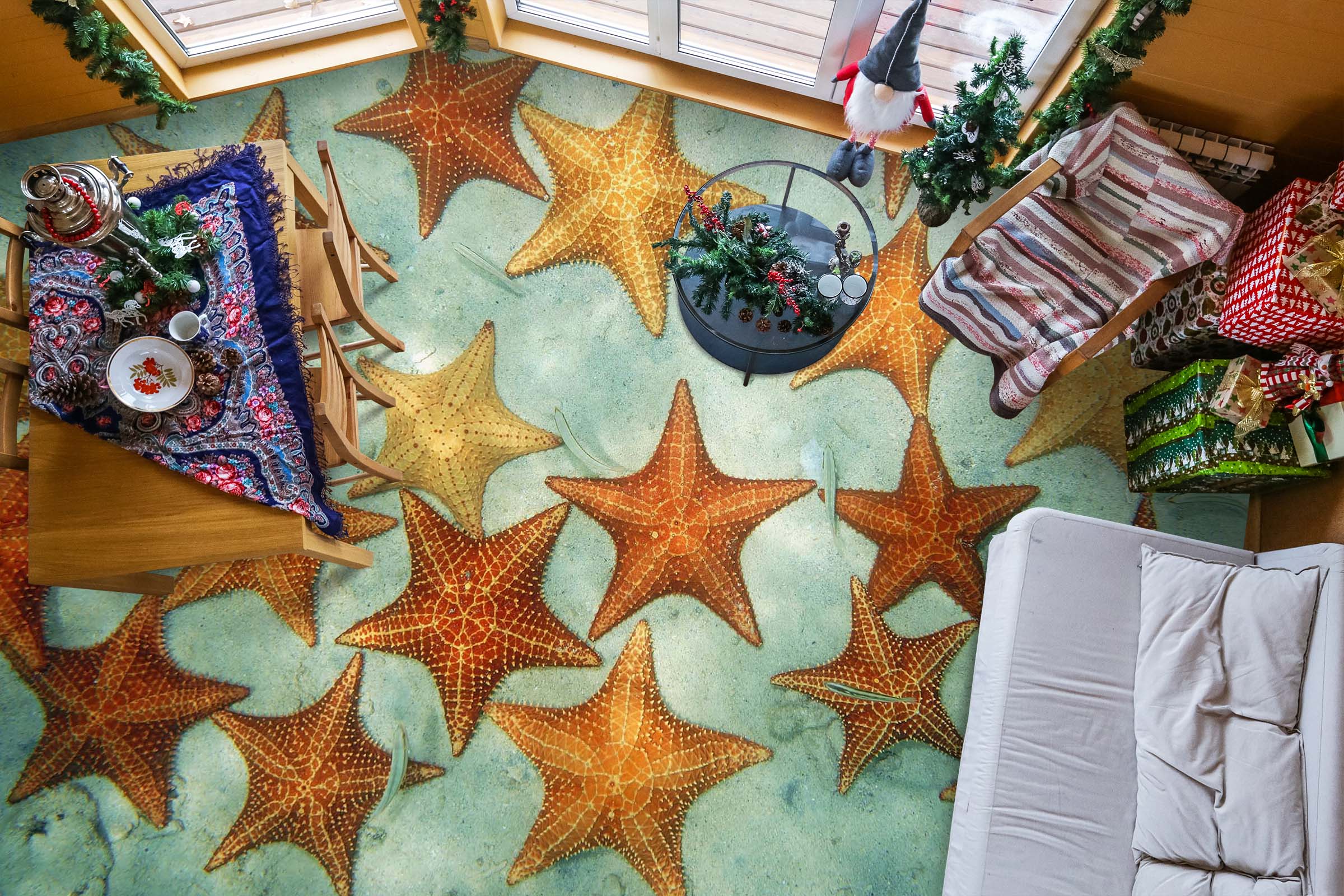 3D Noble Starfish 525 Floor Mural Wallpaper Murals Rug & Mat Print Epoxy waterproof bath floor