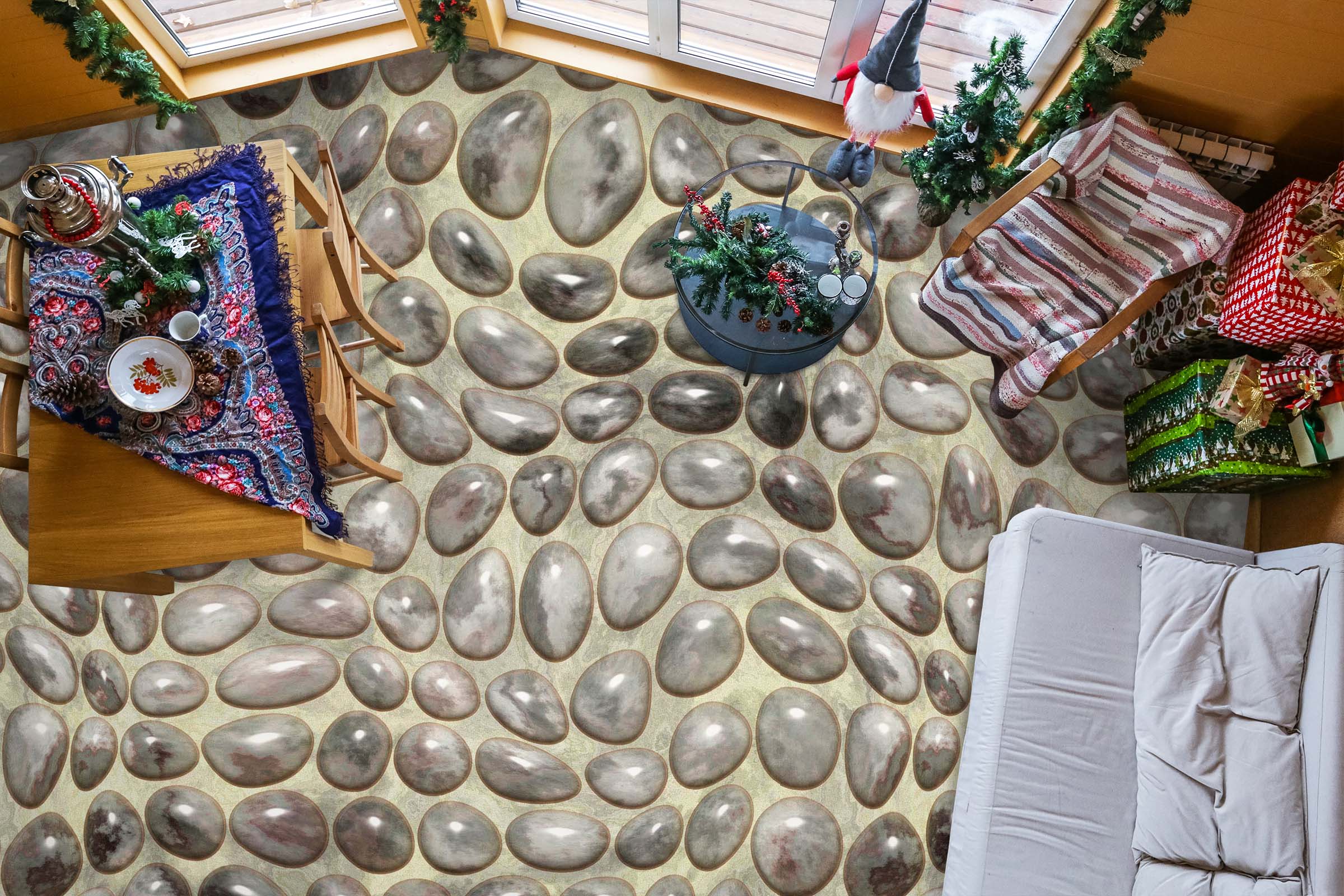 3D Noble Grey Pebbles 810 Floor Mural