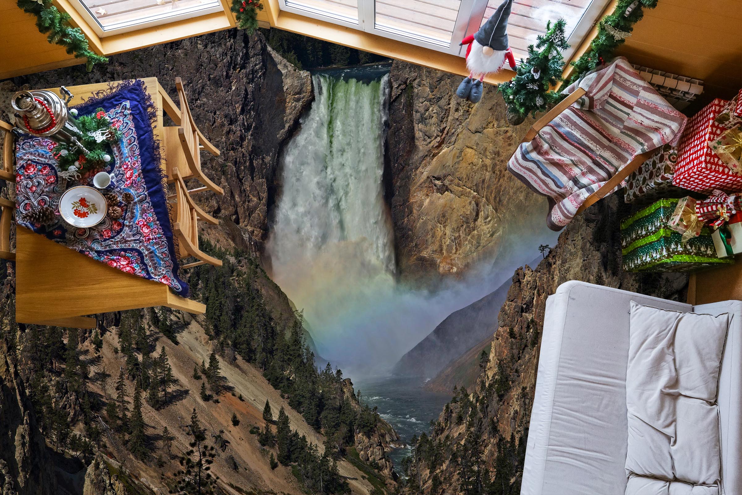 3D Mountains Trees 98190 Kathy Barefield Floor Mural Wallpaper Murals Self-Adhesive Removable Print Epoxy