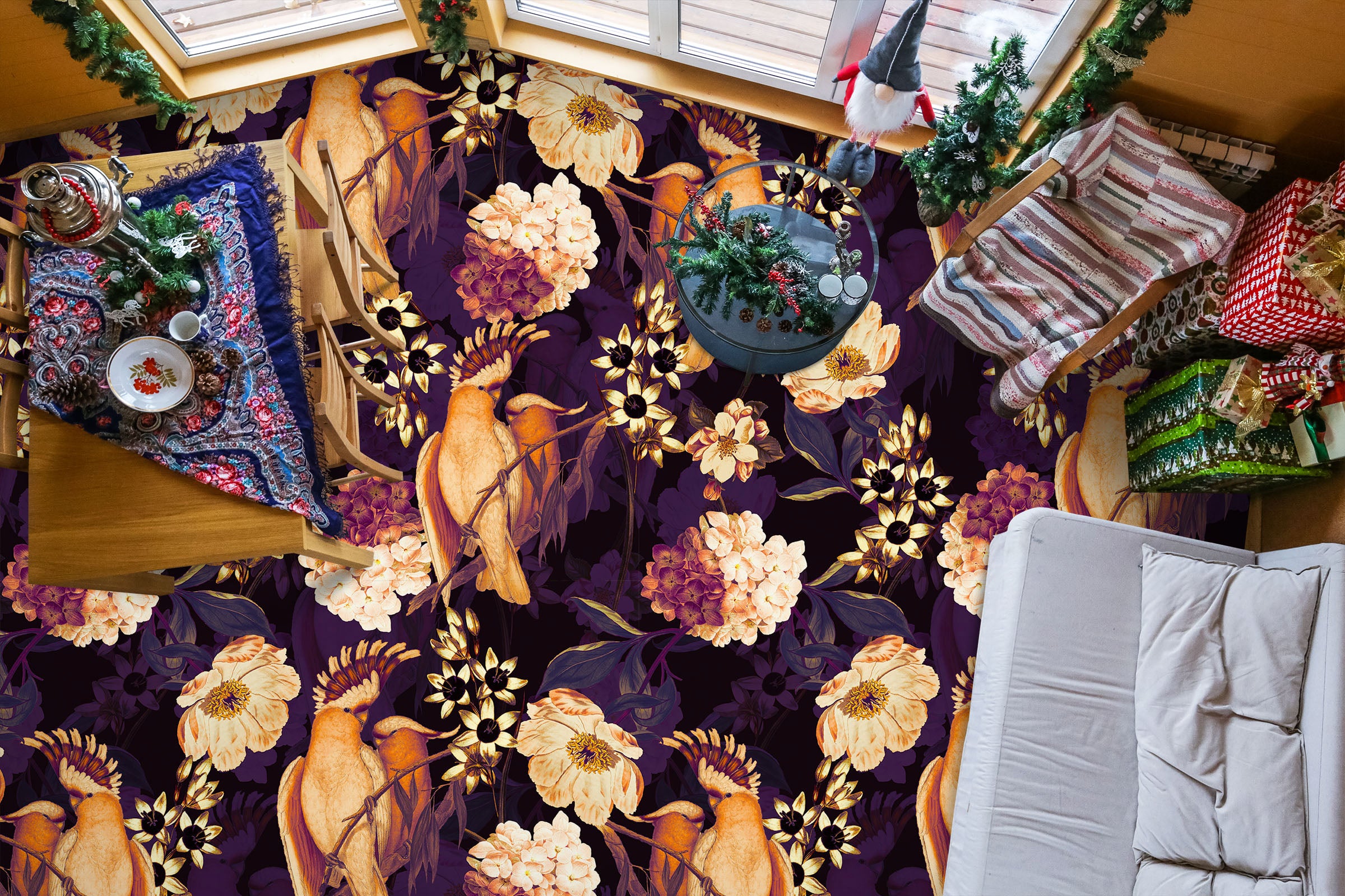 3D Brown Flower Bird 99190 Uta Naumann Floor Mural Wallpaper Murals Self-Adhesive Removable Print Epoxy