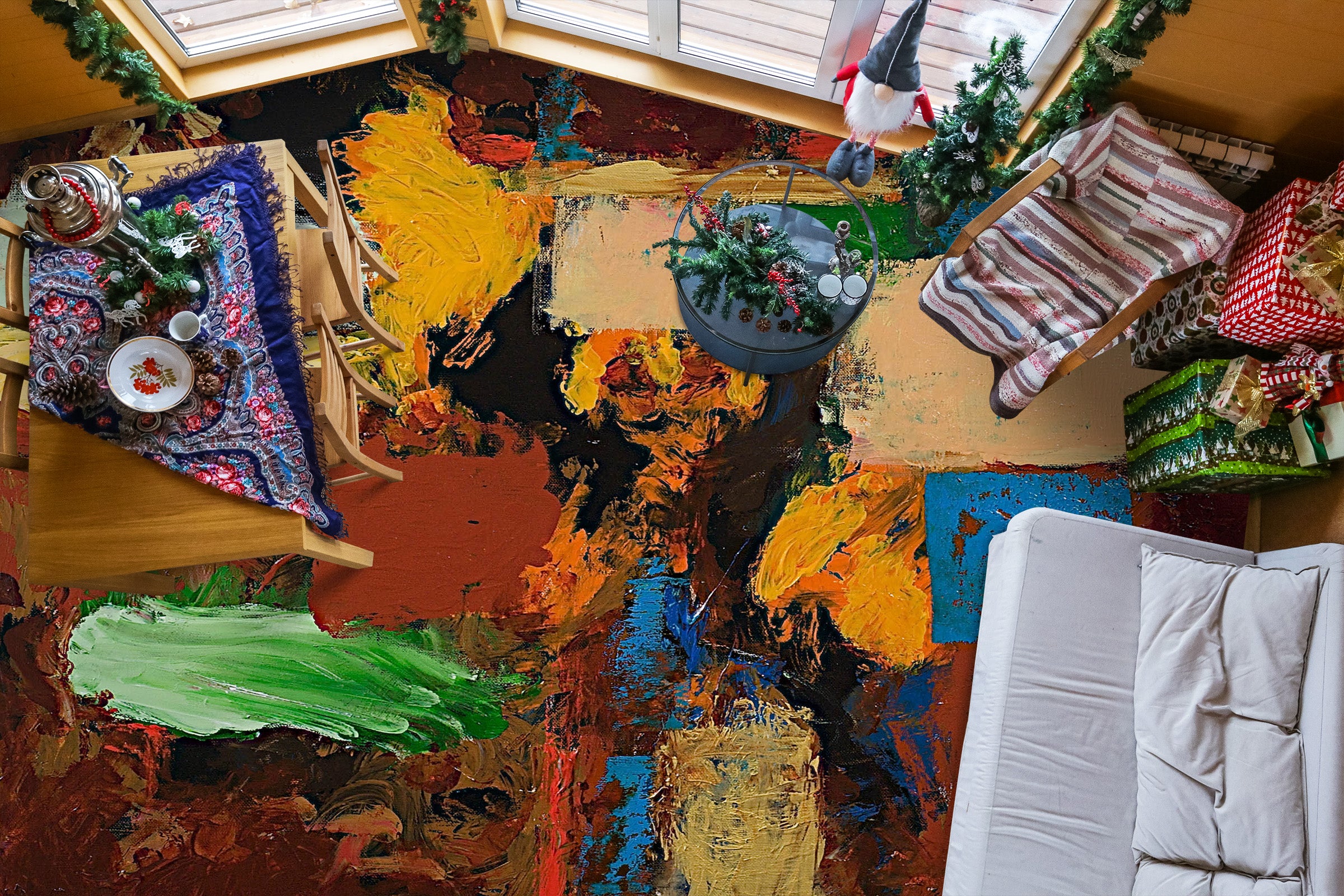 3D Brown Paint Pattern 9922 Allan P. Friedlander Floor Mural Wallpaper Murals Self-Adhesive Removable Print Epoxy