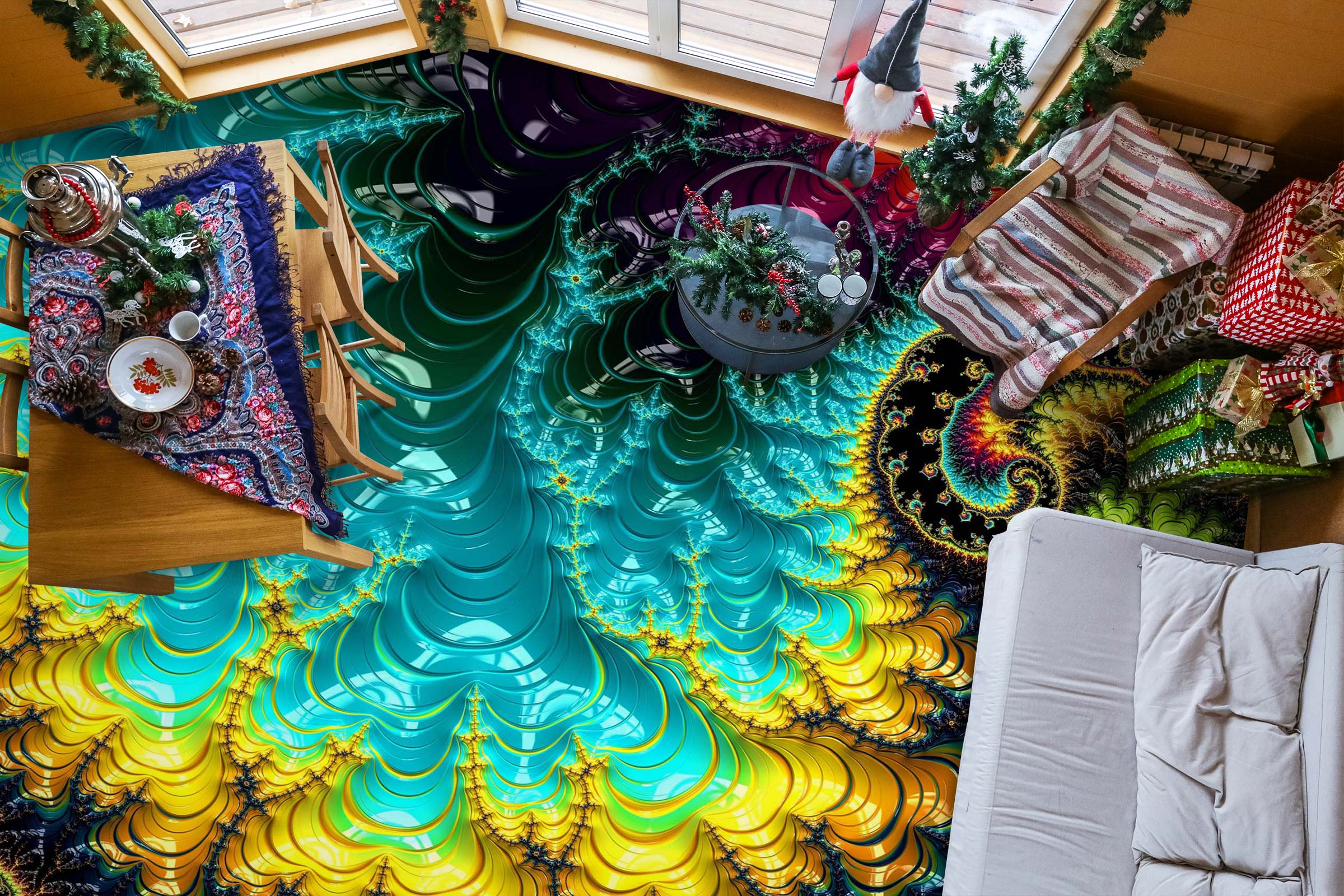 3D Psychedelic Colors 408 Floor Mural Wallpaper Murals Rug & Mat Print Epoxy waterproof bath floor
