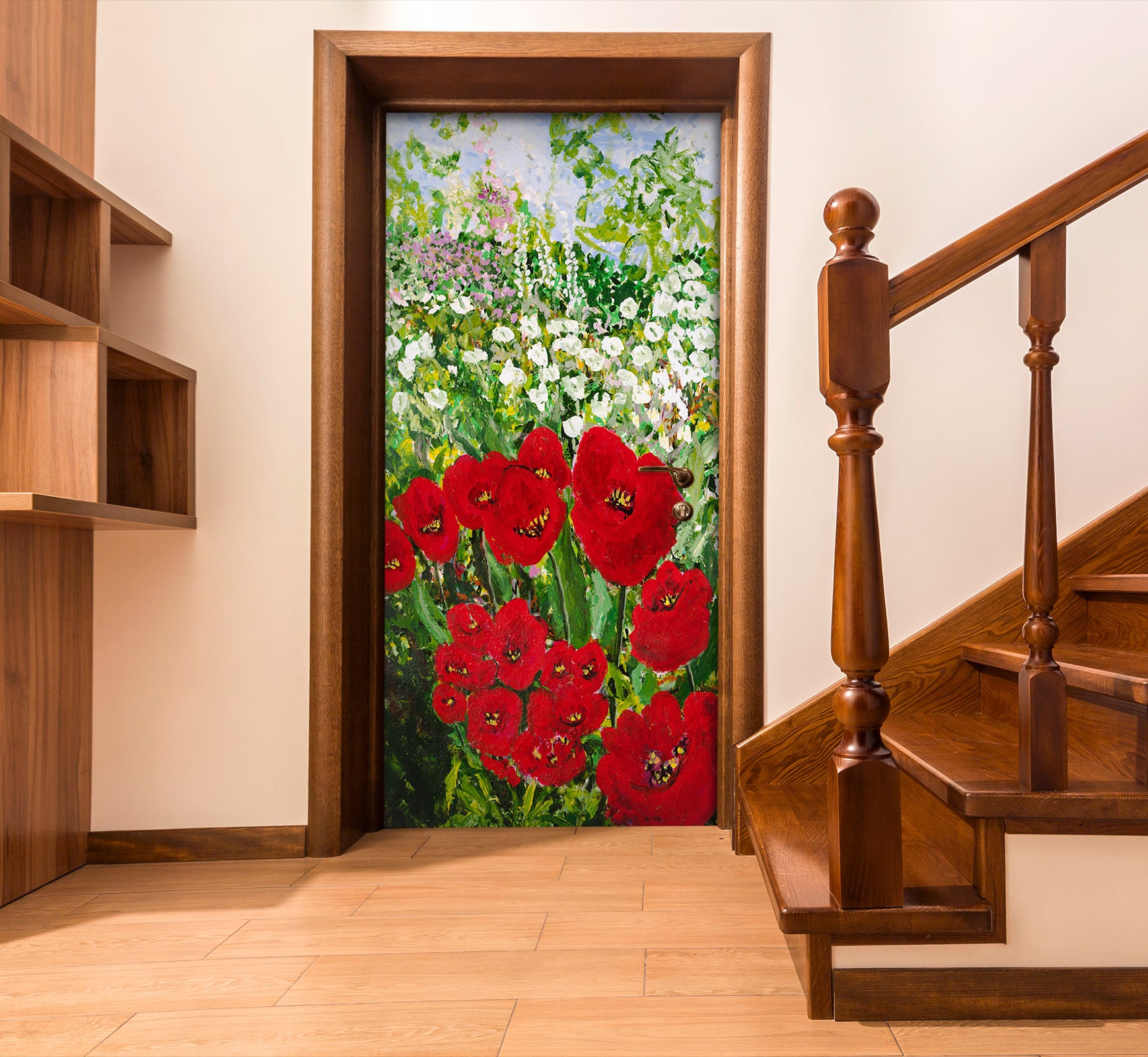 3D Red Rose Flower Bush 9414 Allan P. Friedlander Door Mural