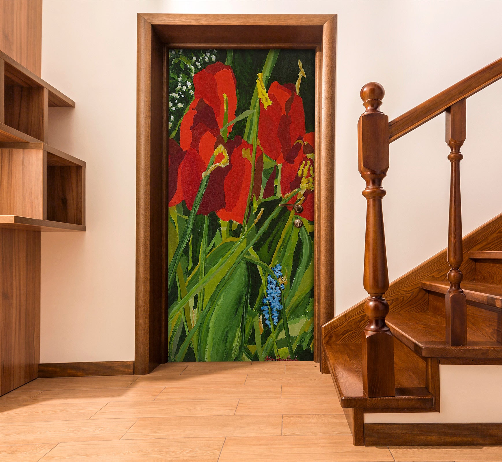 3D Red Tulips Flowers 9365 Allan P. Friedlander Door Mural