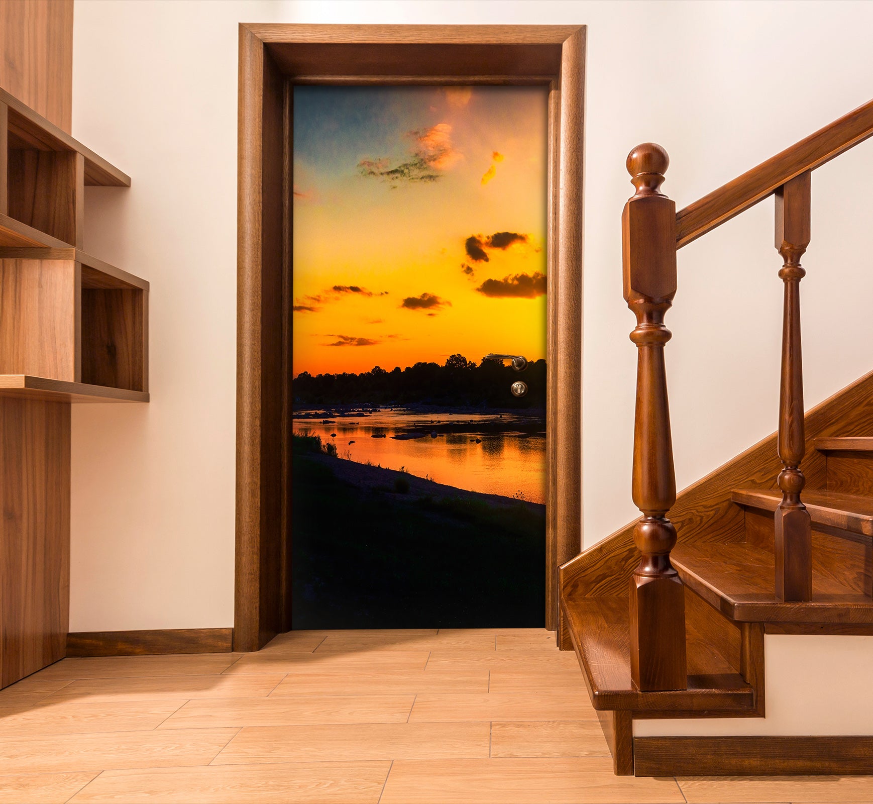 3D Sunset Shadow Lake 107201 Beth Sheridan Door Mural