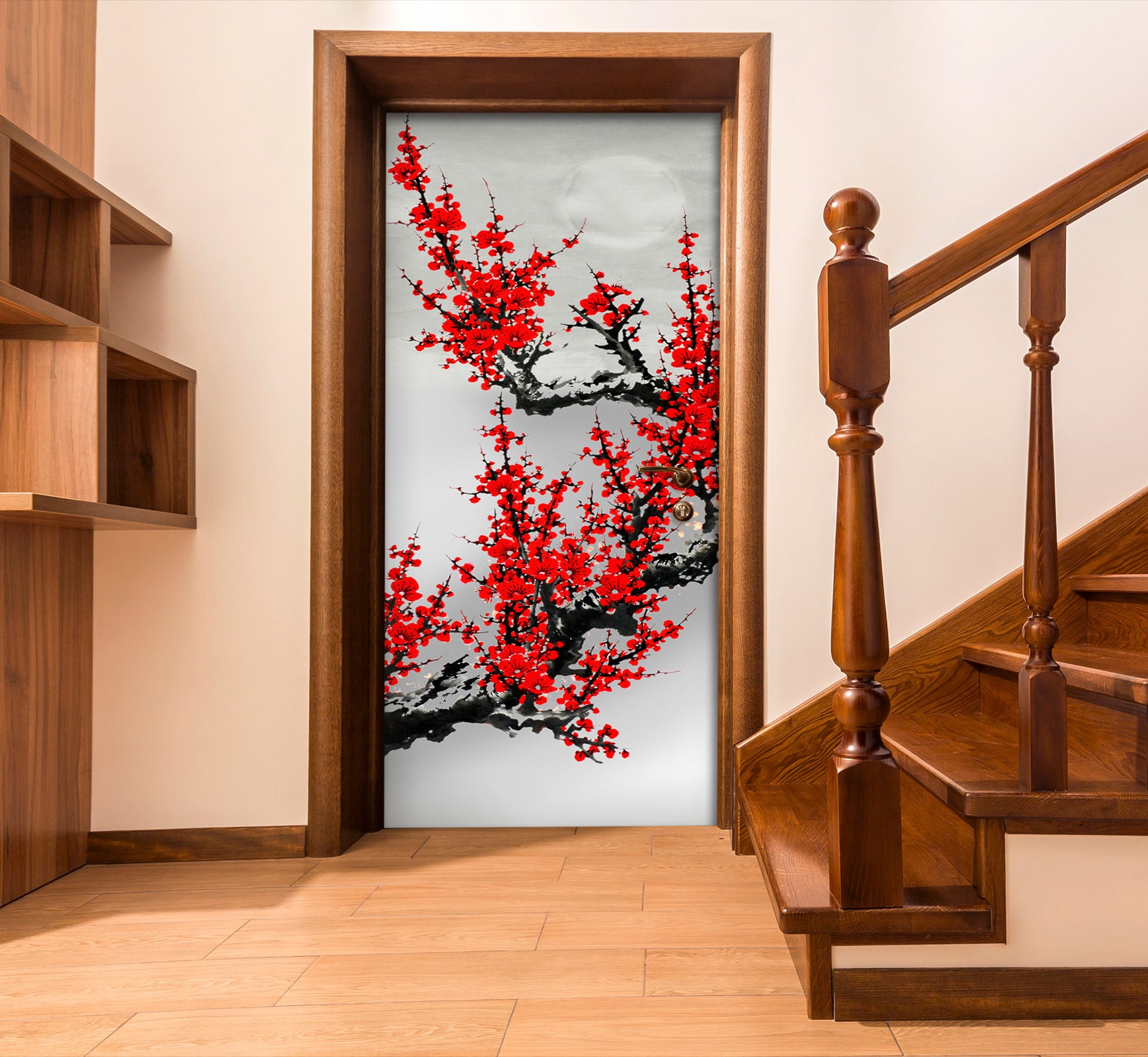 3D Red Flower Tree 246 Door Mural