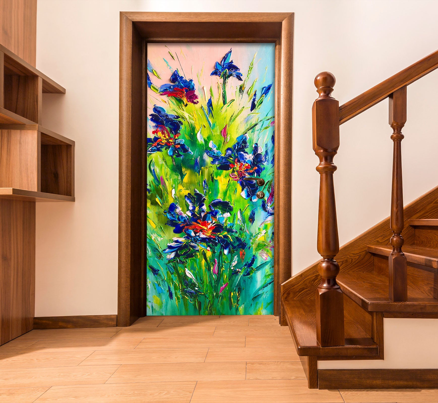 3D Blue Flower 3282 Skromova Marina Door Mural