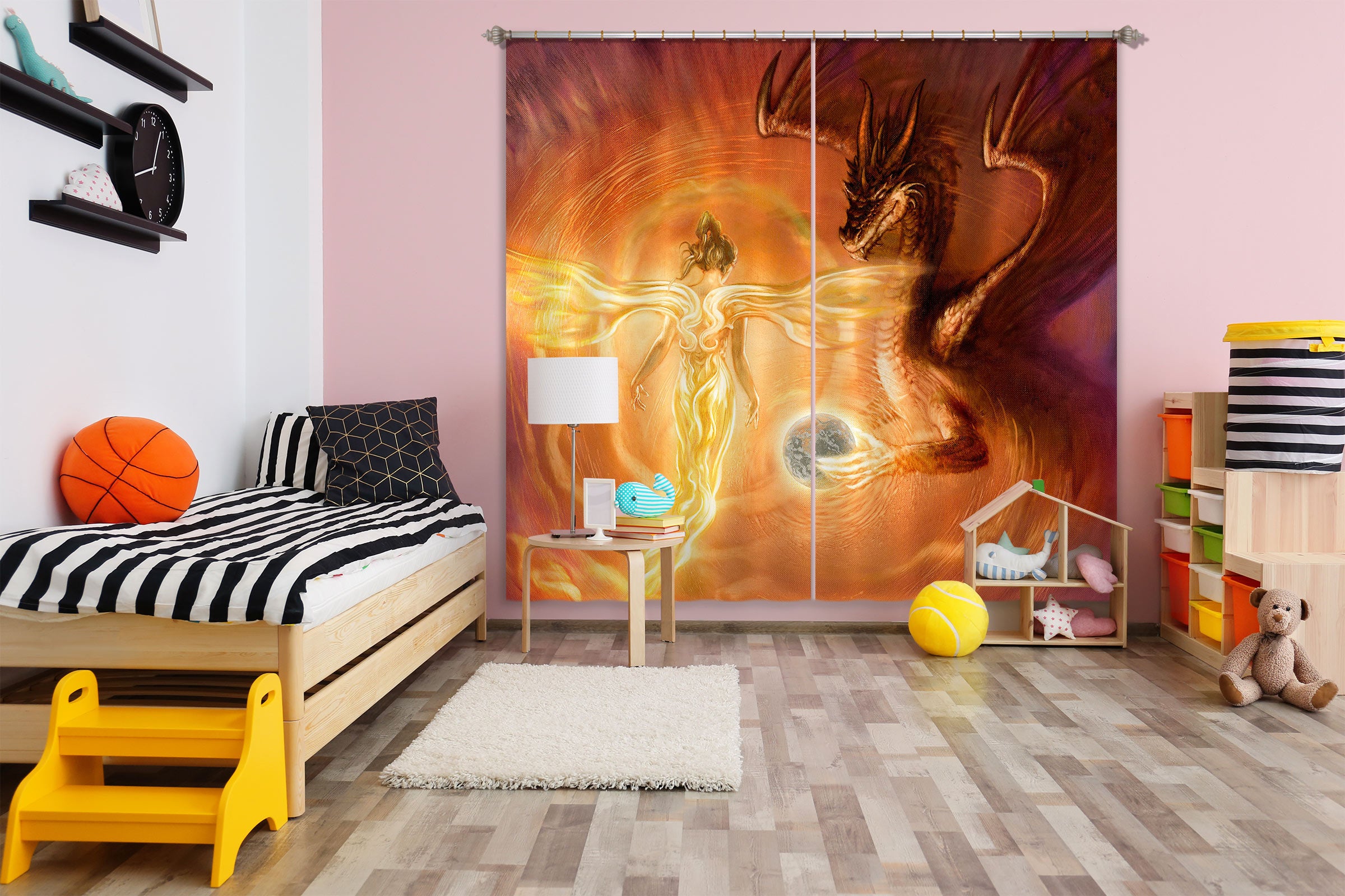 3D Elf Dragon Ball 8011 Ciruelo Curtain Curtains Drapes