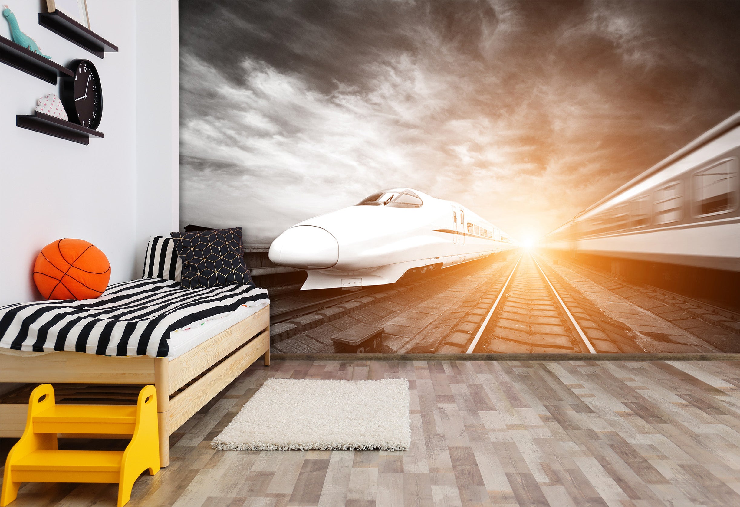 3D Sunset Train 172 Vehicle Wall Murals