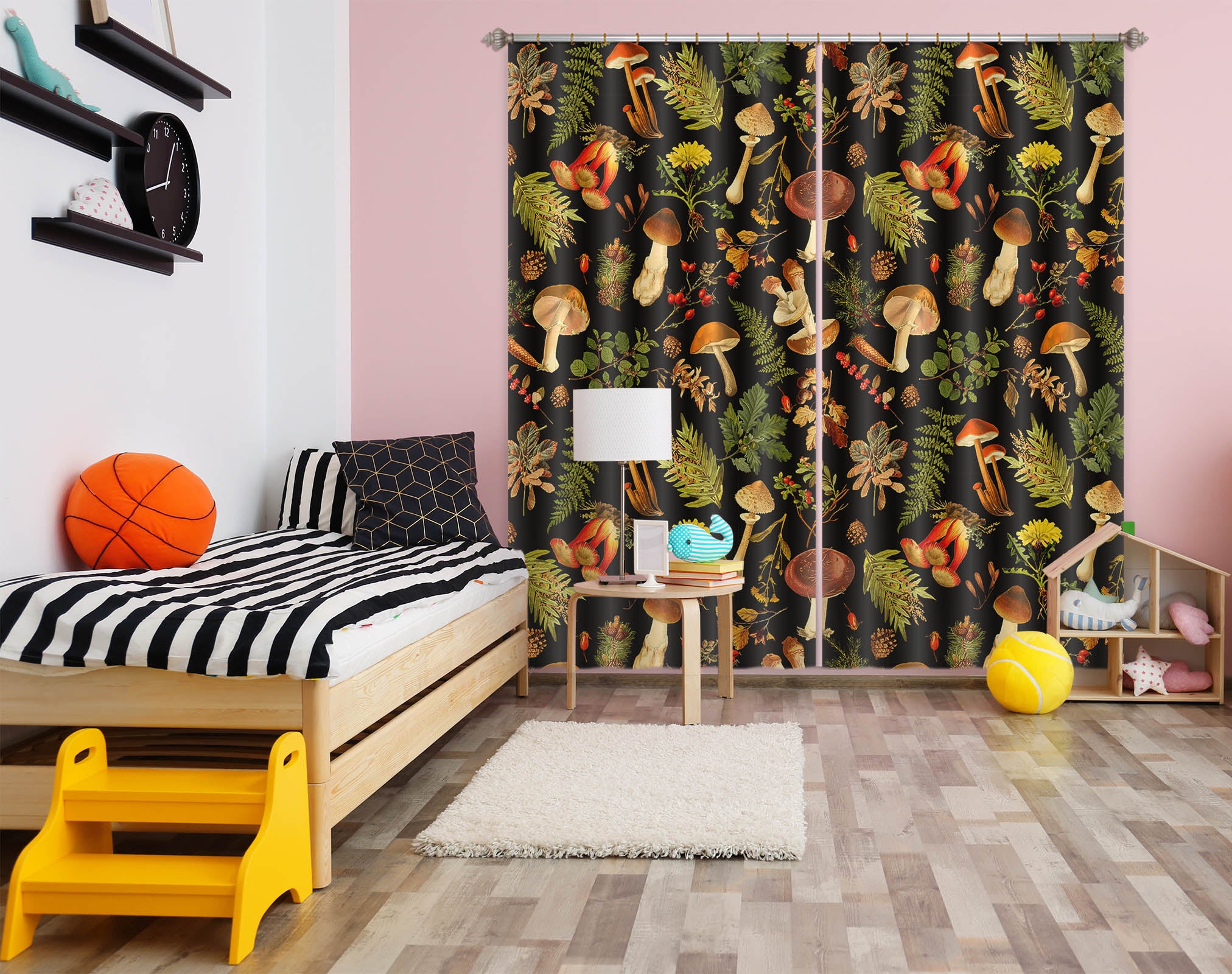 3D Red Mushroom 262 Uta Naumann Curtain Curtains Drapes