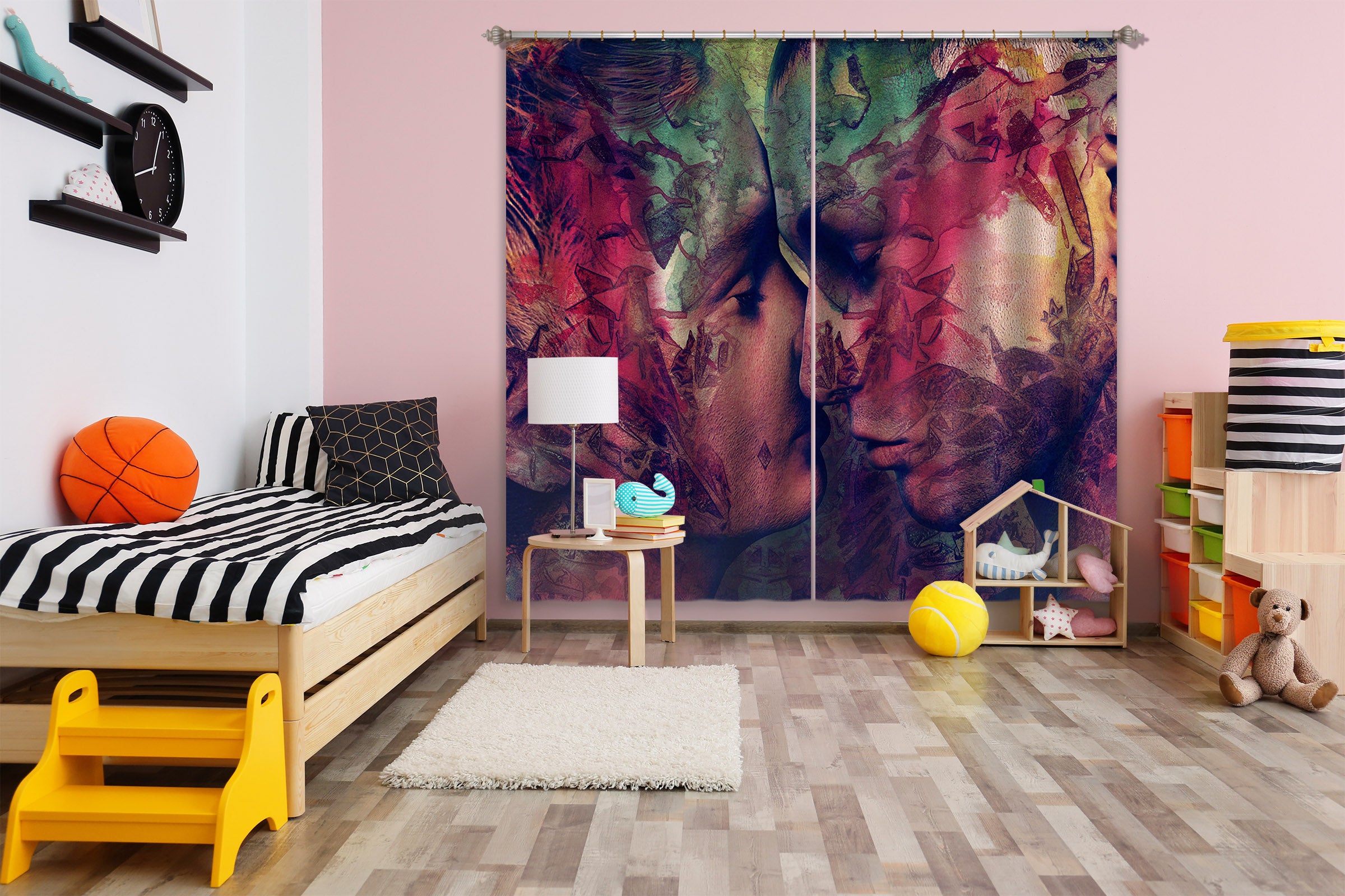 3D Graffiti Love 044 Marco Cavazzana Curtain Curtains Drapes