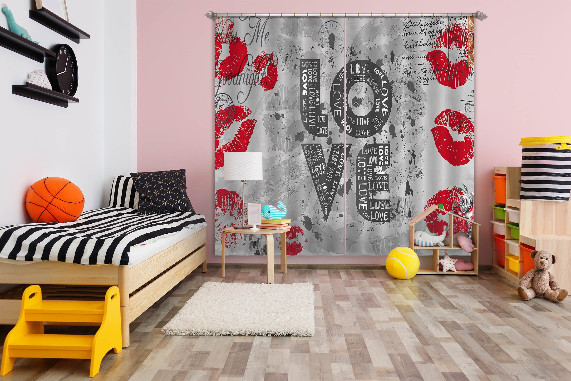 3D Red Lips 852 Curtains Drapes
