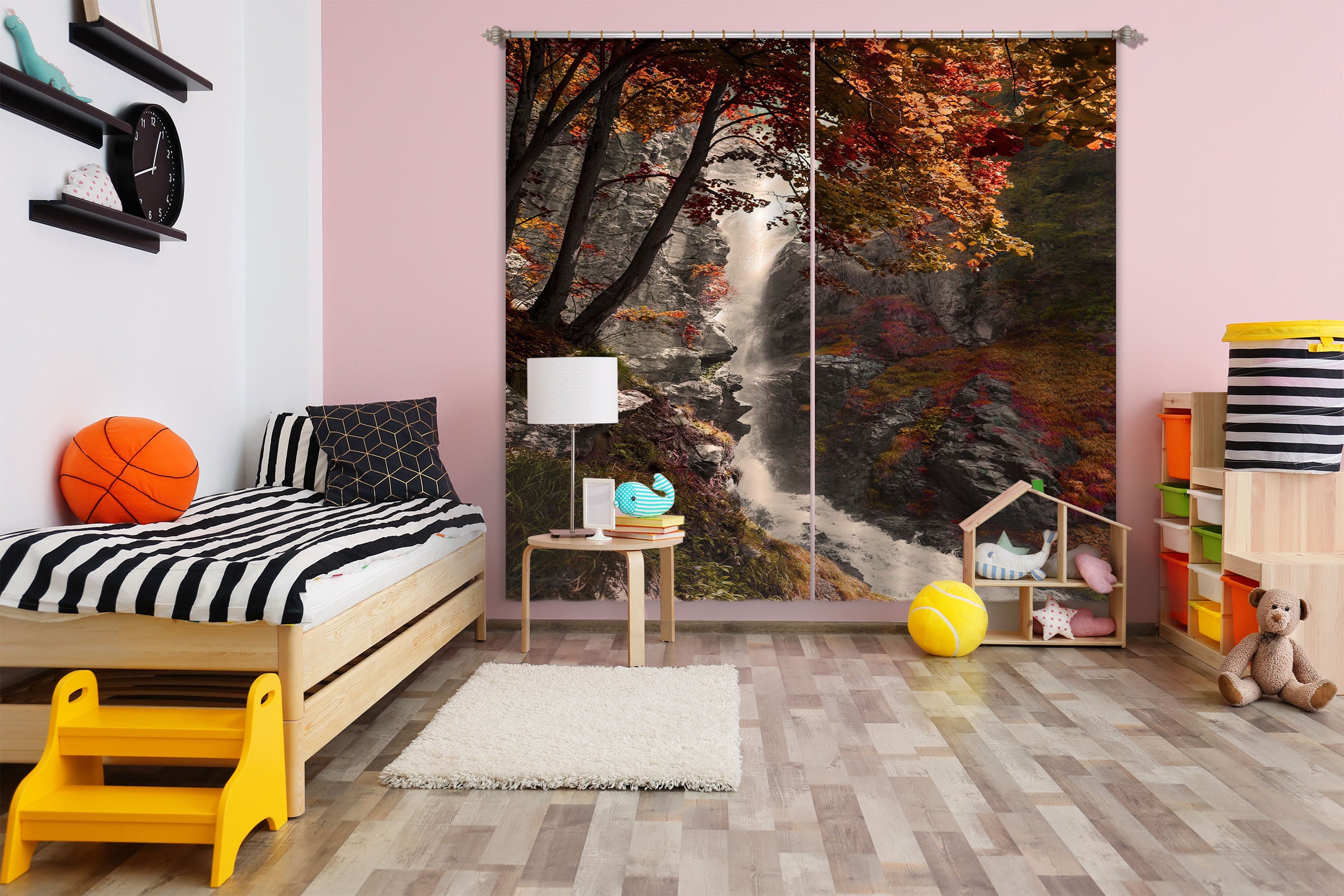 3D Forest Waterfall 140 Marco Carmassi Curtain Curtains Drapes