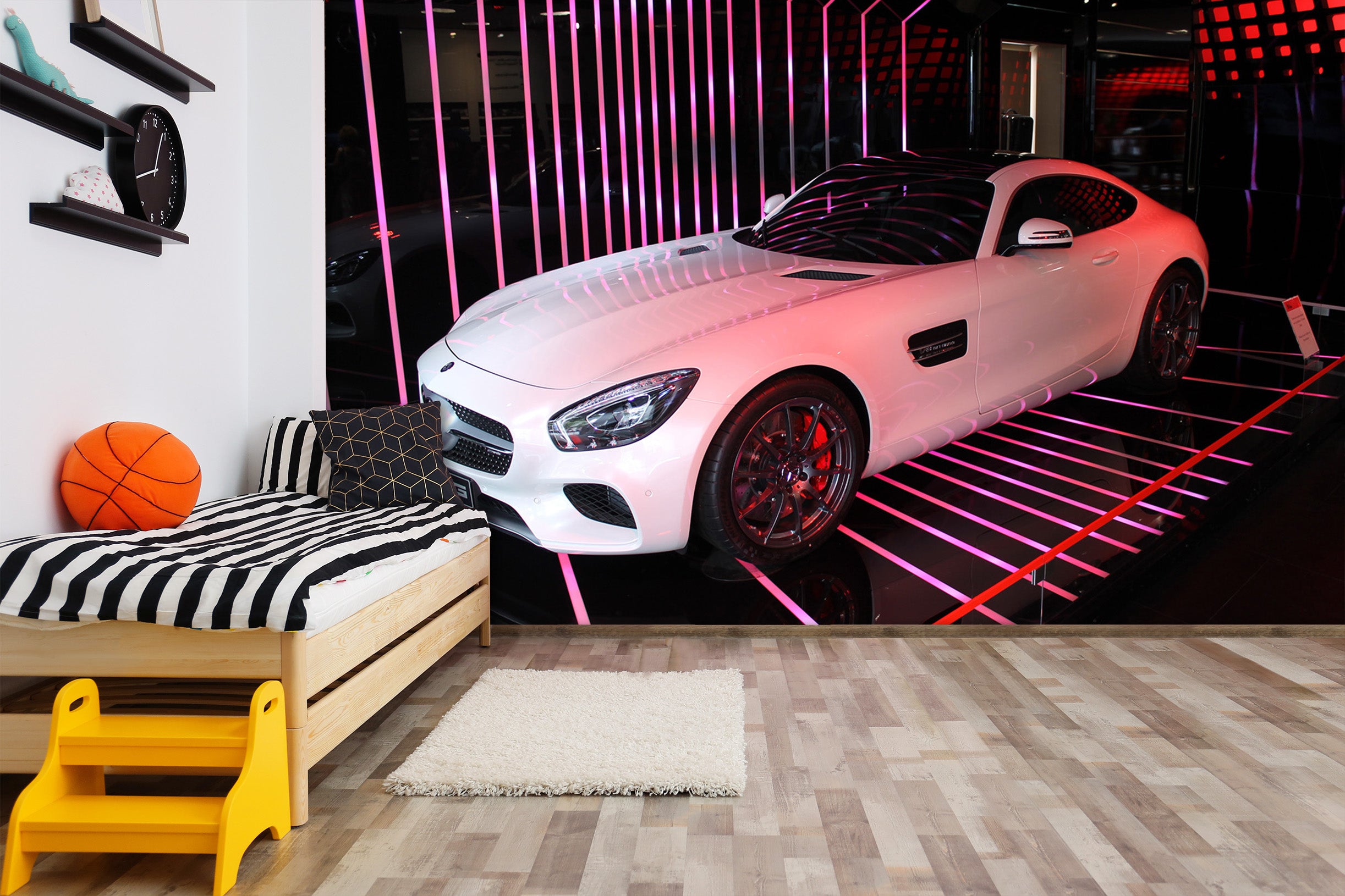 3D White Mercedes 218 Vehicle Wall Murals