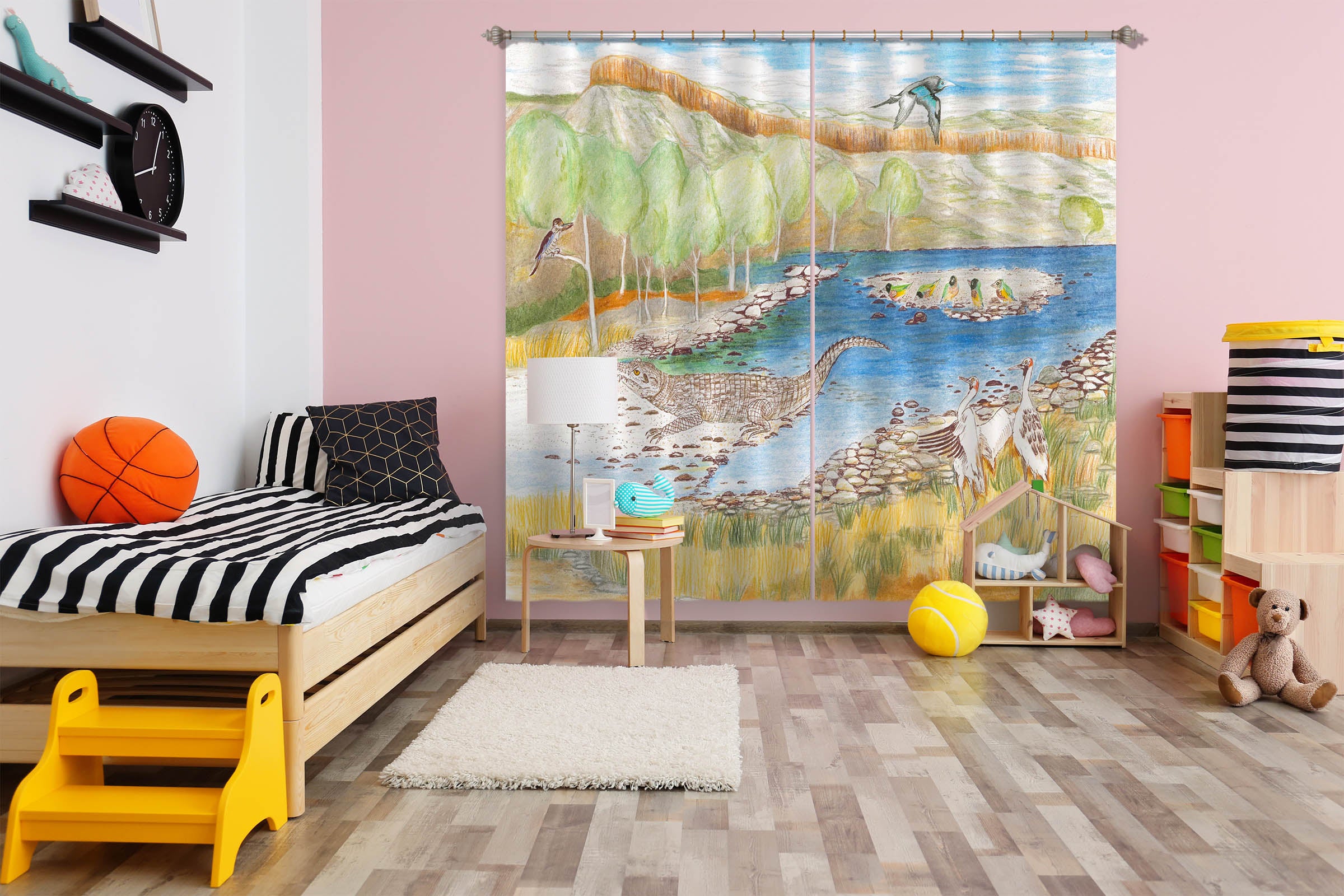 3D Blue Lake 056 Michael Sewell Curtain Curtains Drapes