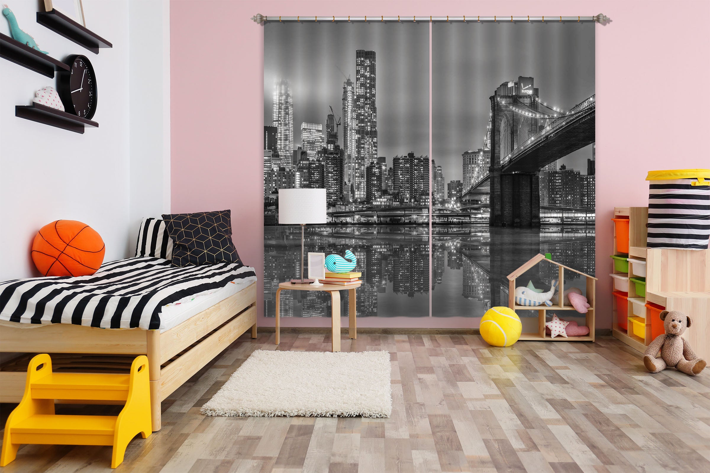 3D Grey Bridge 101 Marco Carmassi Curtain Curtains Drapes