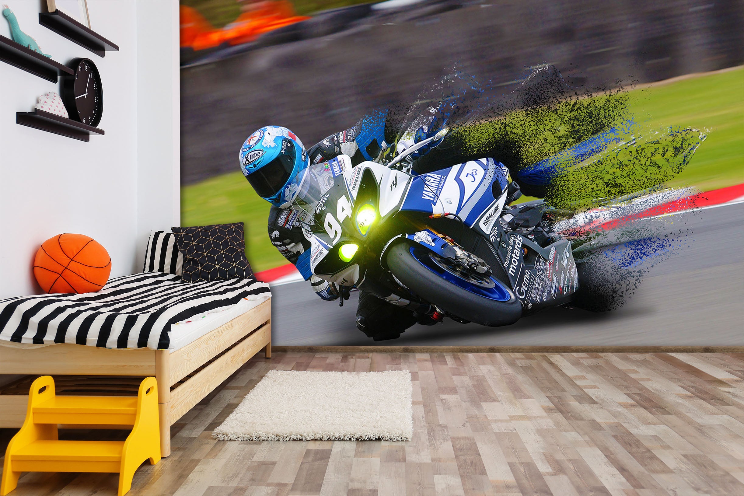 3D Motorcycle Drift 185 Vehicle Wall Murals
