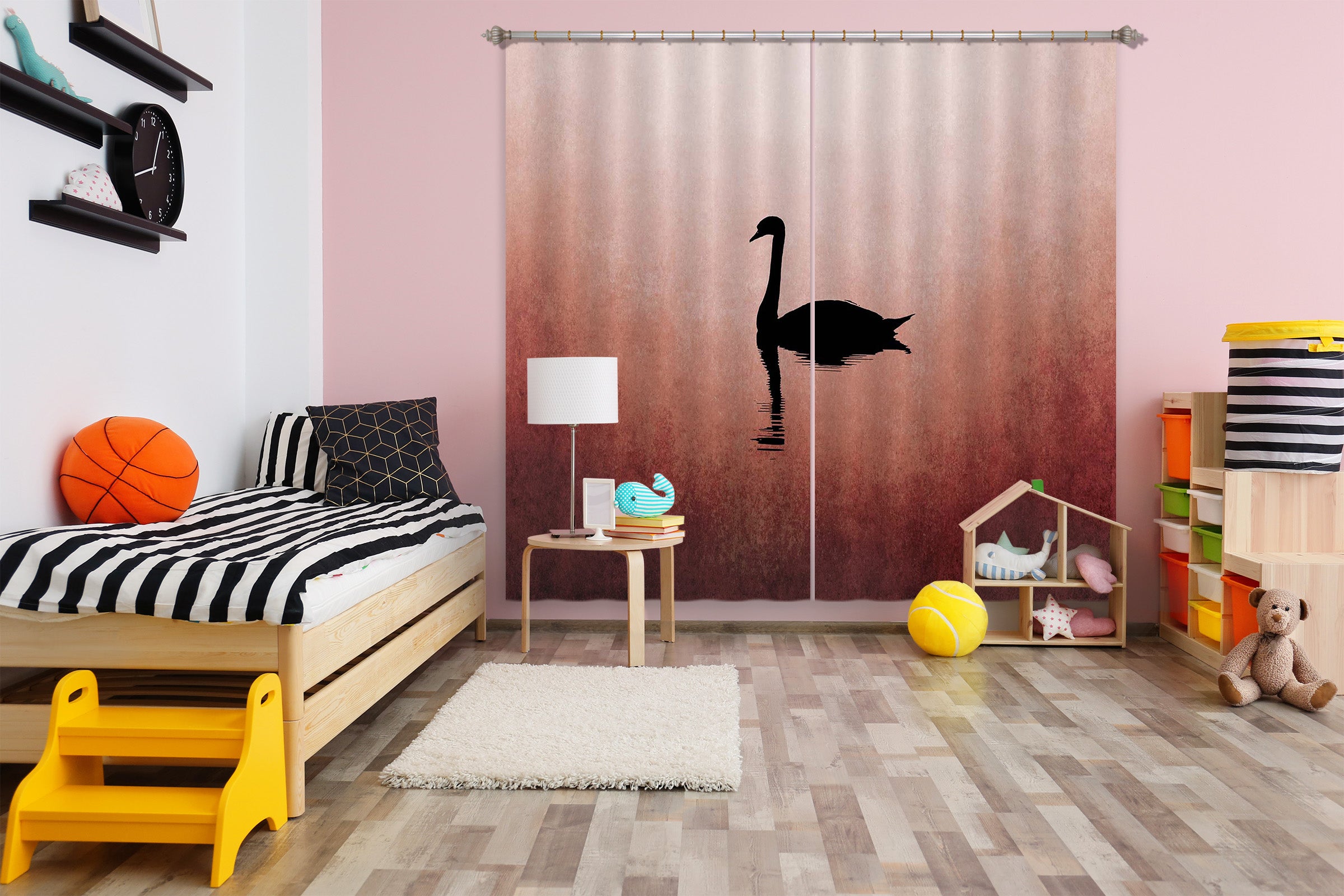 3D Swan Lake 056 Boris Draschoff Curtain Curtains Drapes