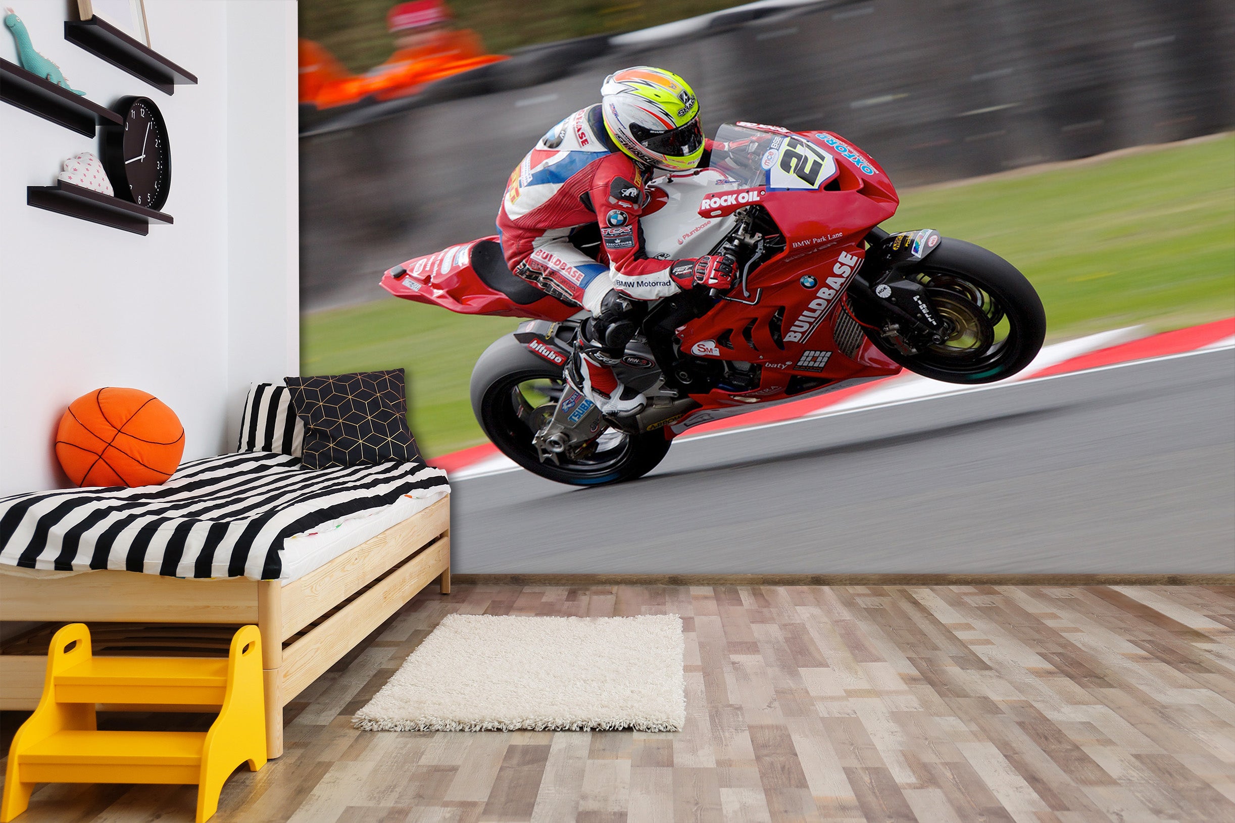 3D Red Motorcycle 053 Vehicle Wall Murals