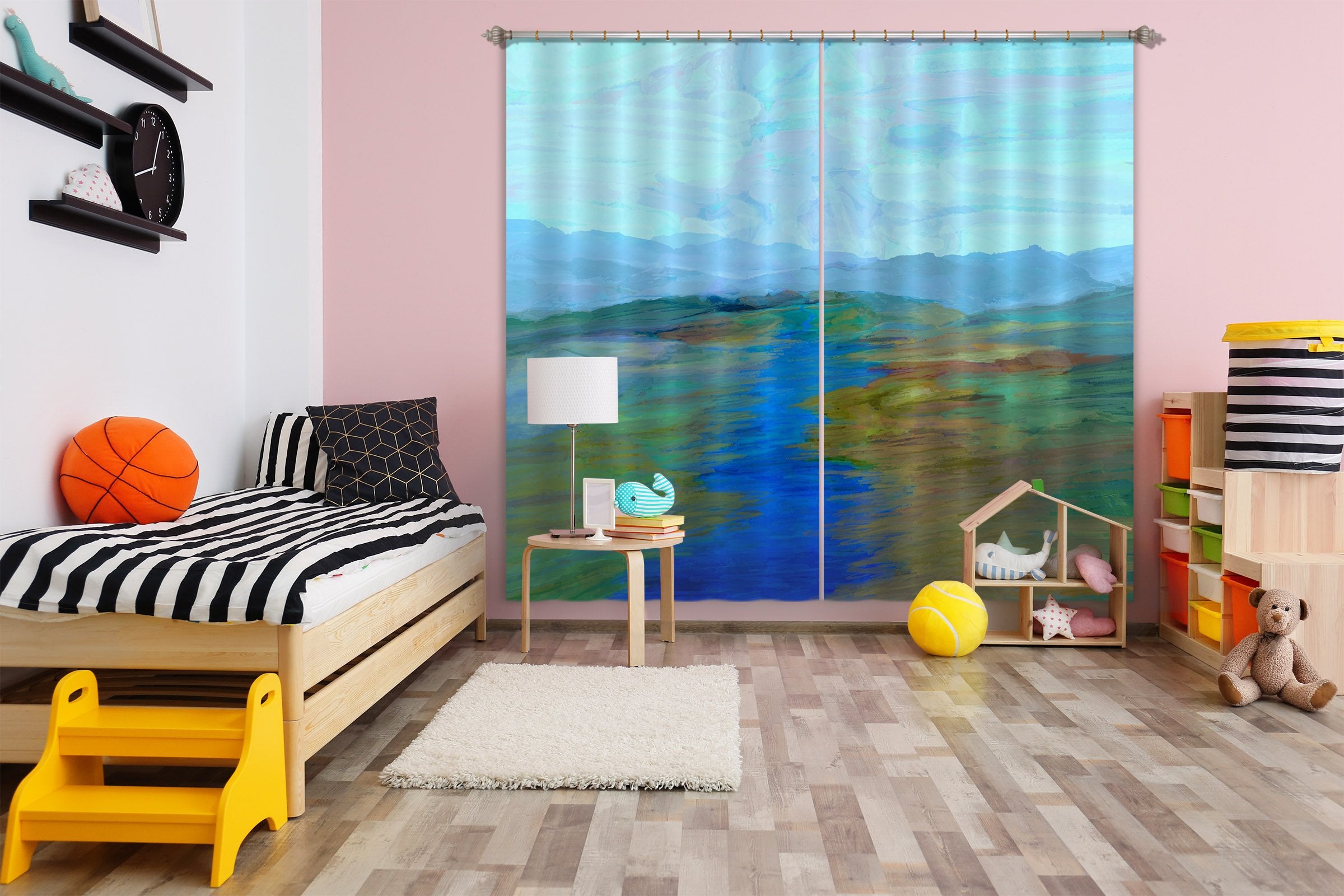 3D Blue Channel 053 Michael Tienhaara Curtain Curtains Drapes Wallpaper AJ Wallpaper