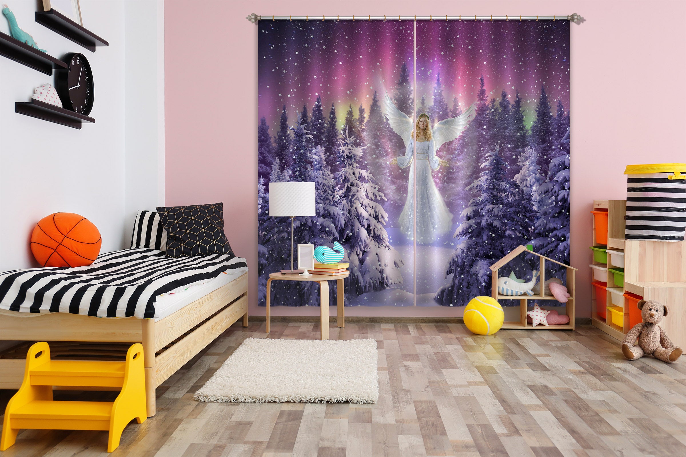 3D Snow Angel 075 Jerry LoFaro Curtain Curtains Drapes