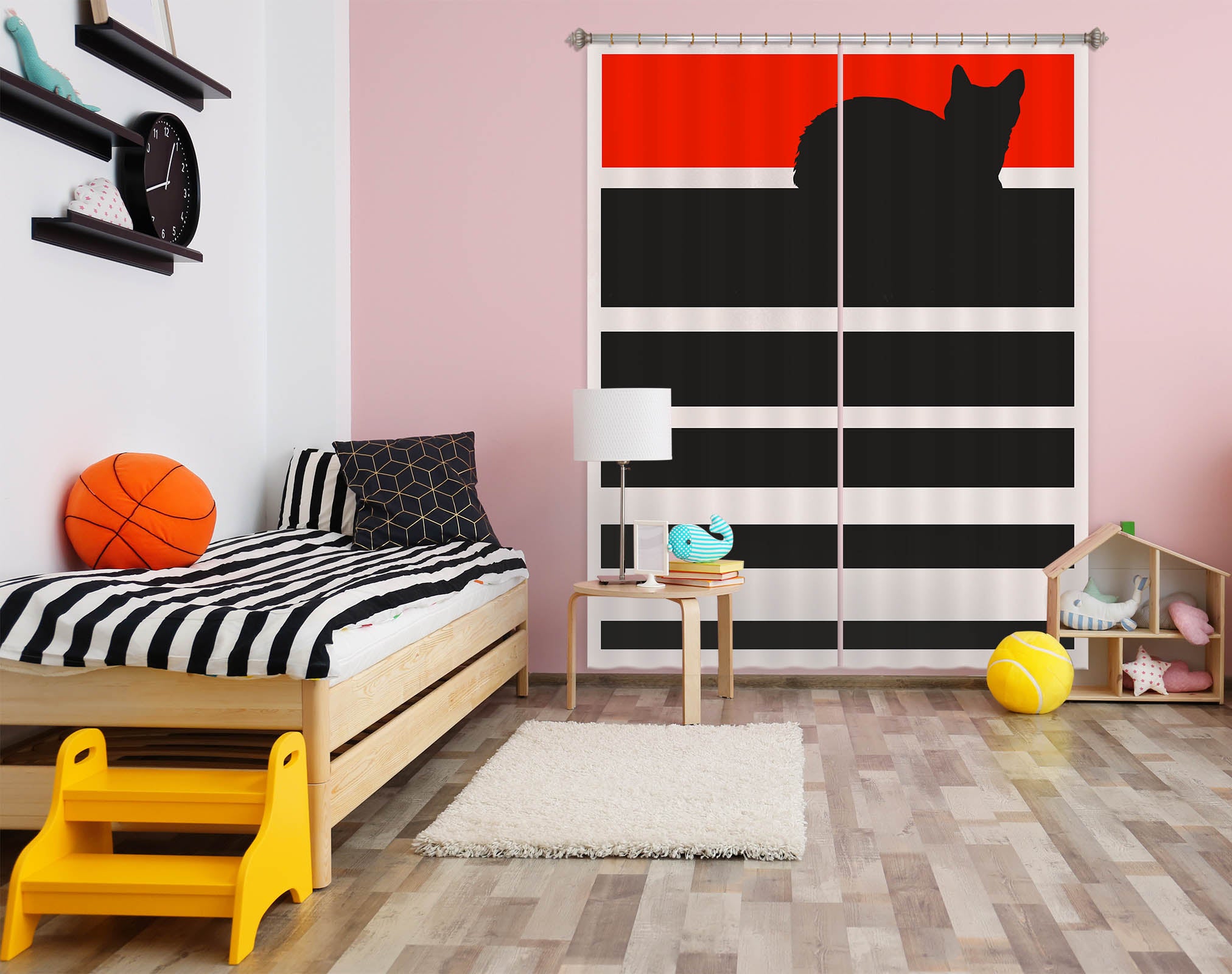 3D Kitten Sunset 1038 Boris Draschoff Curtain Curtains Drapes