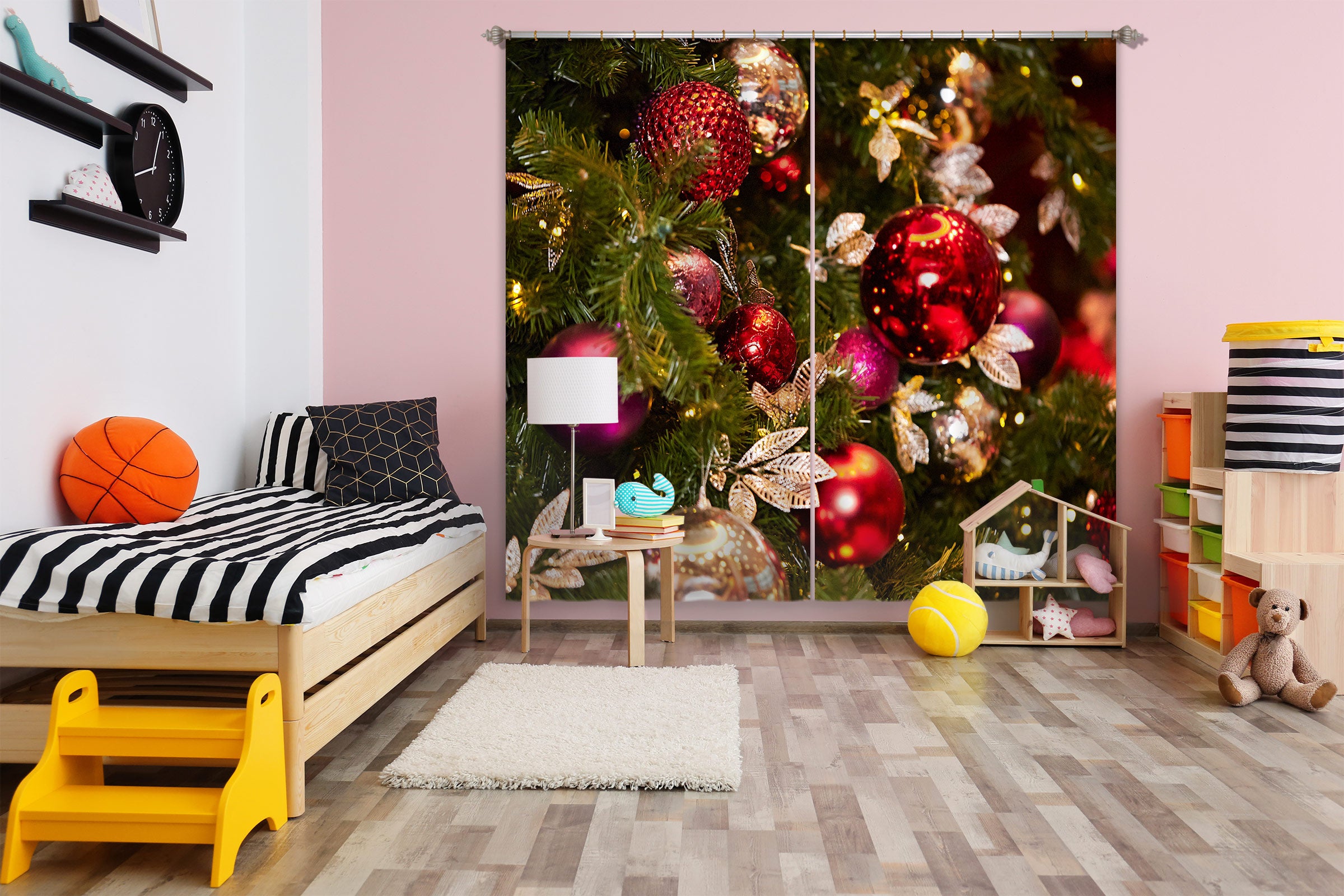 3D Red Ball Pendant 53115 Christmas Curtains Drapes Xmas