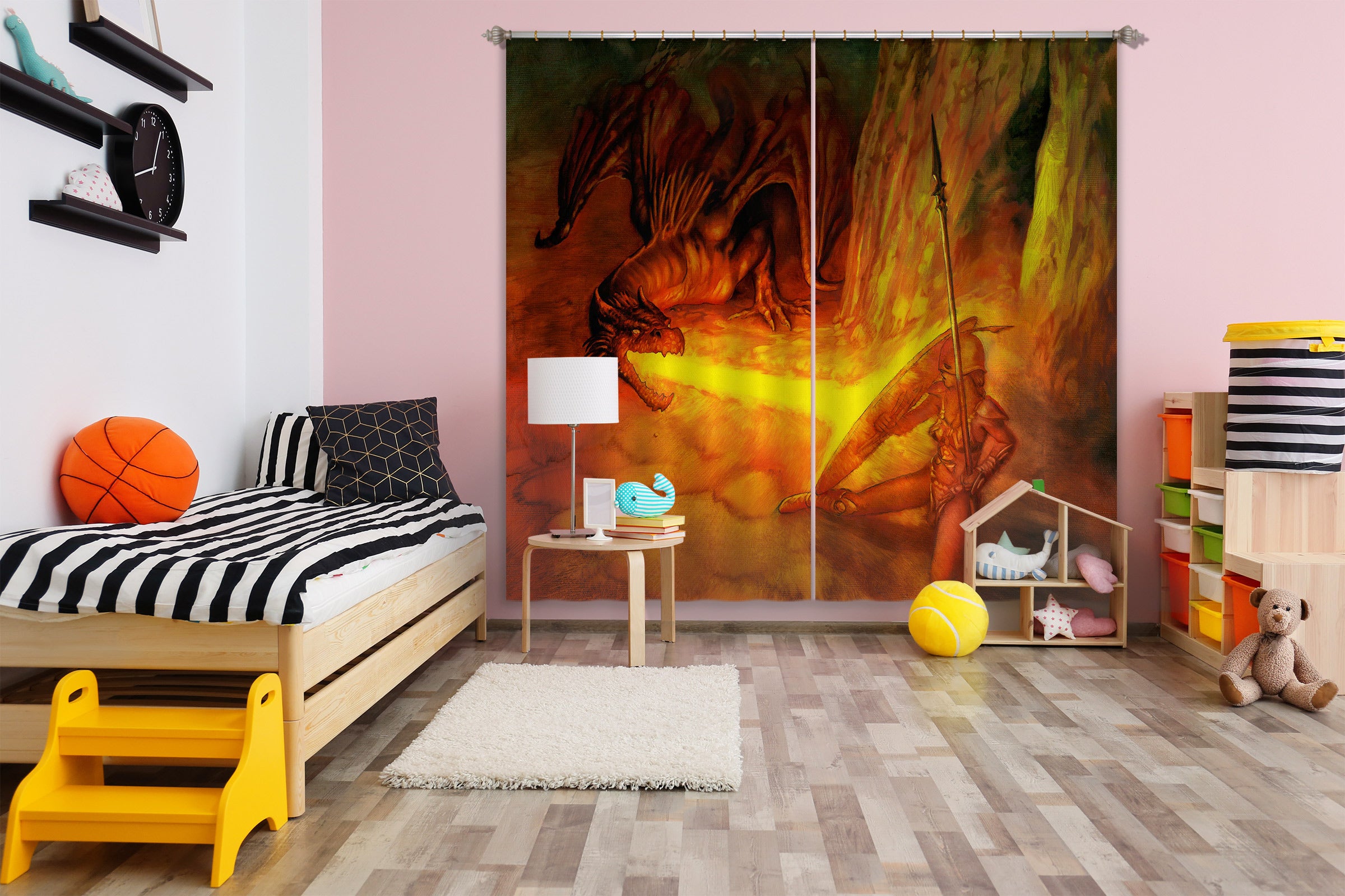 3D Spitfire Dragon 7219 Ciruelo Curtain Curtains Drapes