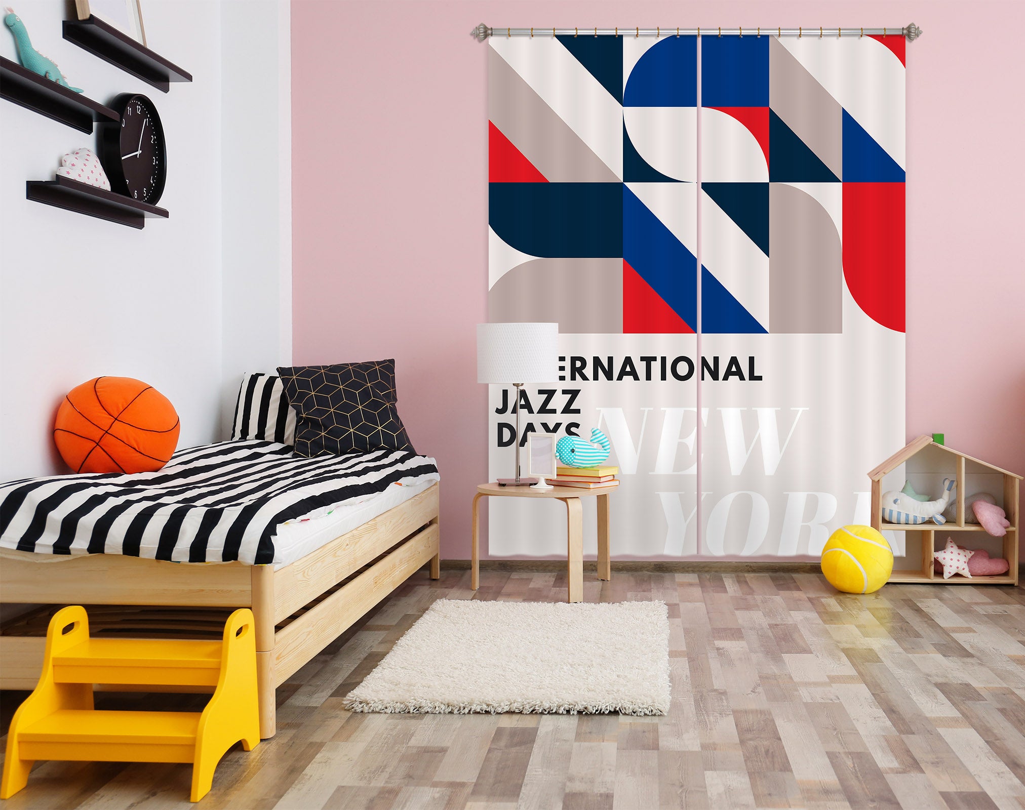 3D Blue Geometry 1062 Boris Draschoff Curtain Curtains Drapes