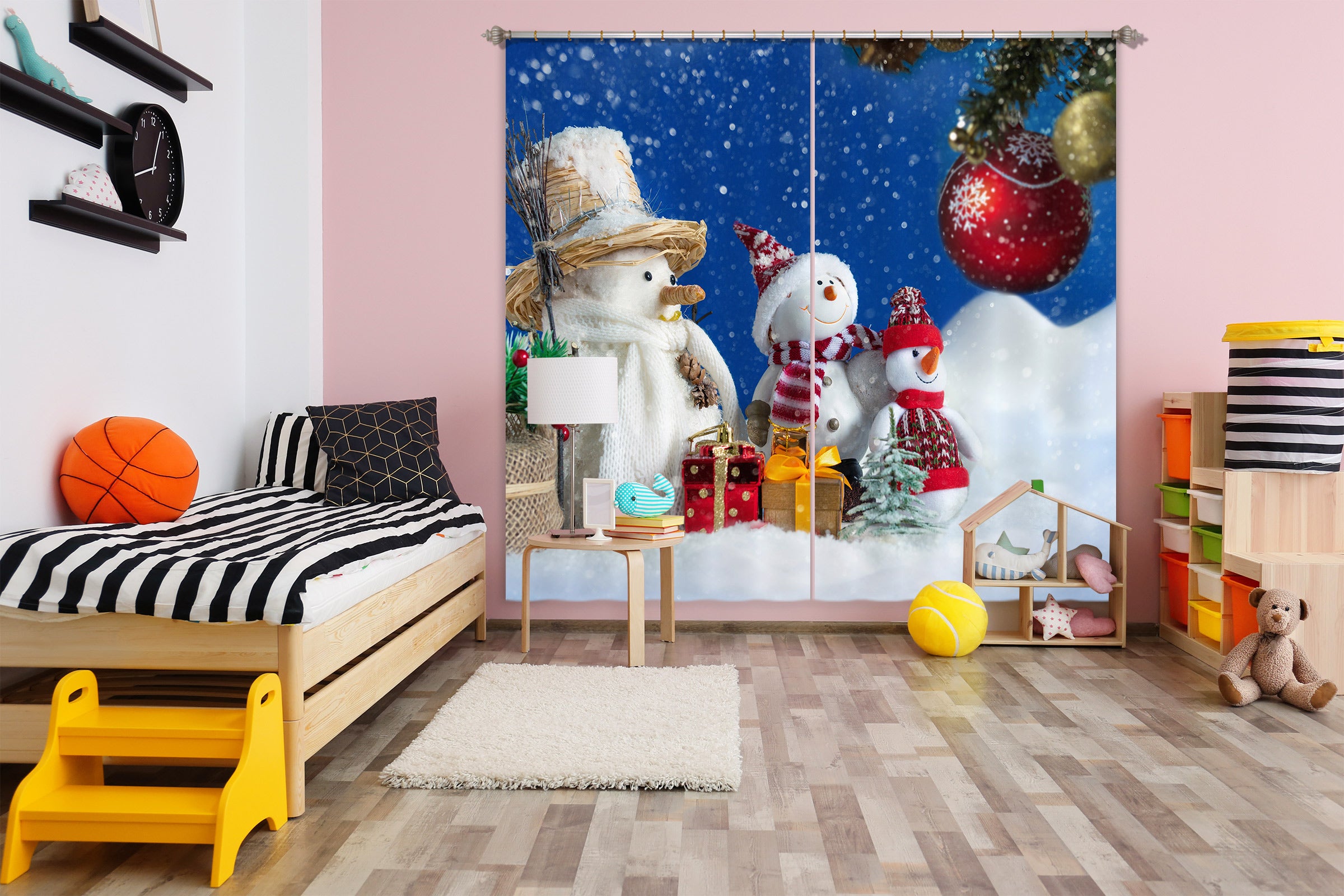 3D Snowman 53146 Christmas Curtains Drapes Xmas