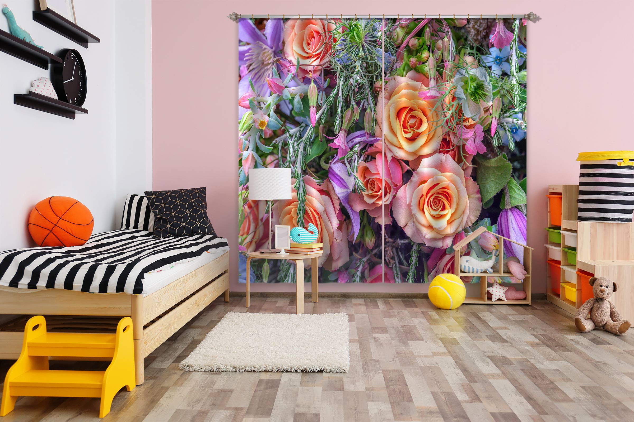 3D Bright Rose 6569 Assaf Frank Curtain Curtains Drapes