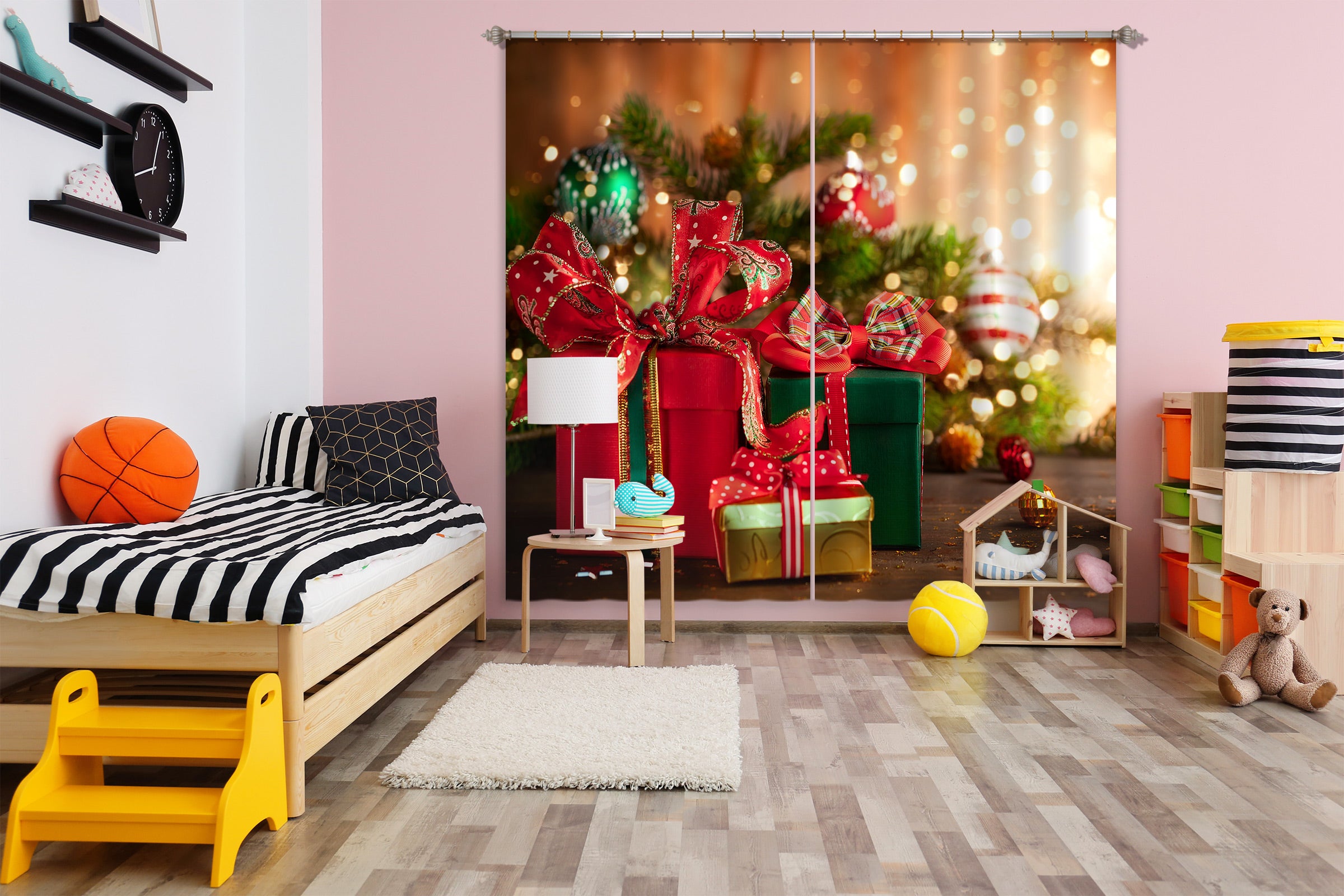 3D Gift Box 53137 Christmas Curtains Drapes Xmas